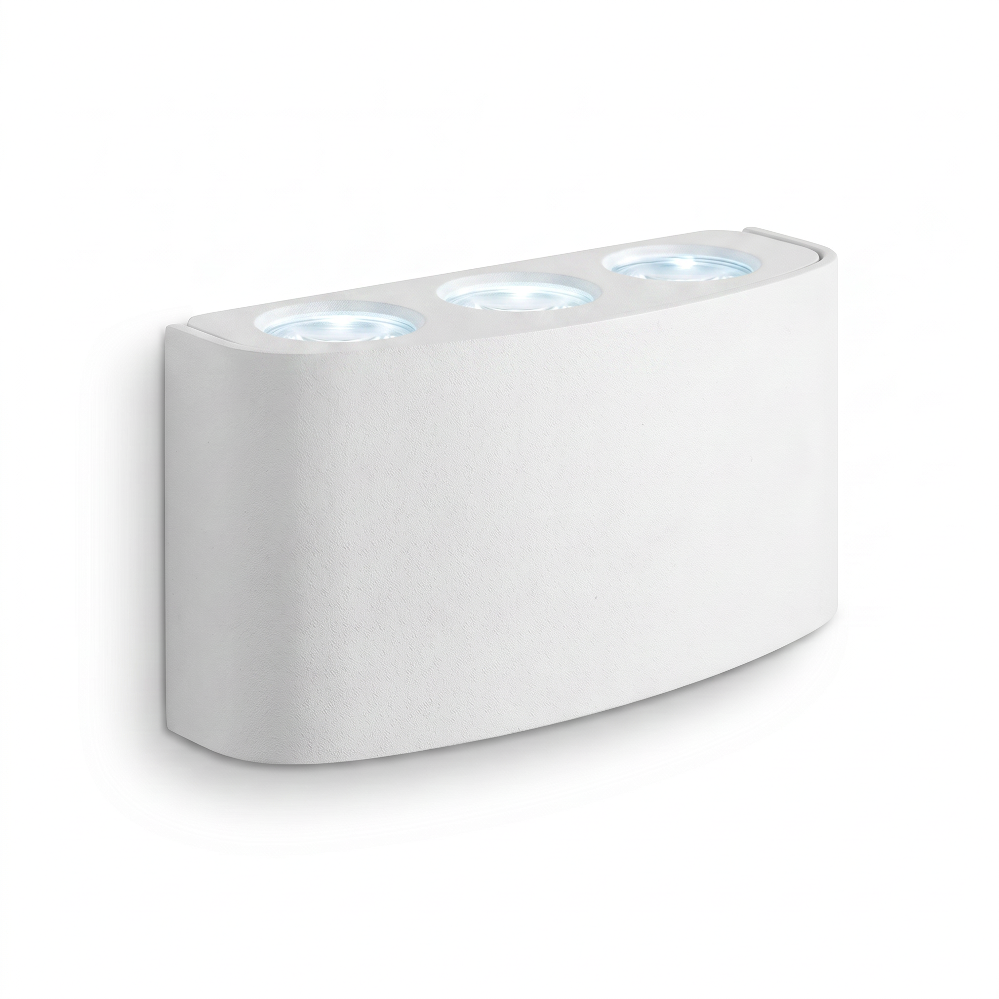 Aura Soffusa up-down LED wall light in white with cool white light, studio hero