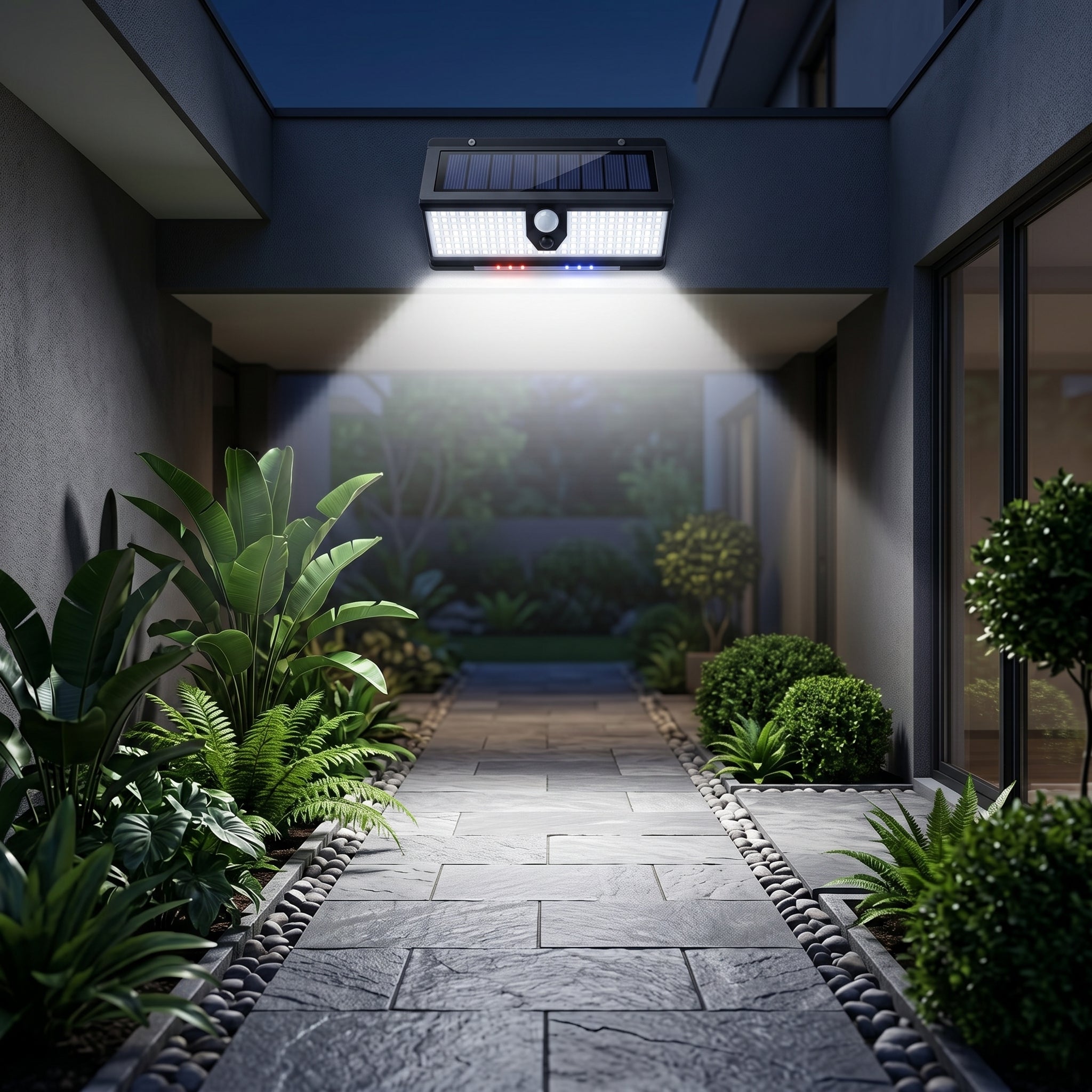 Vigilia security light over a garden pathway — lifestyle