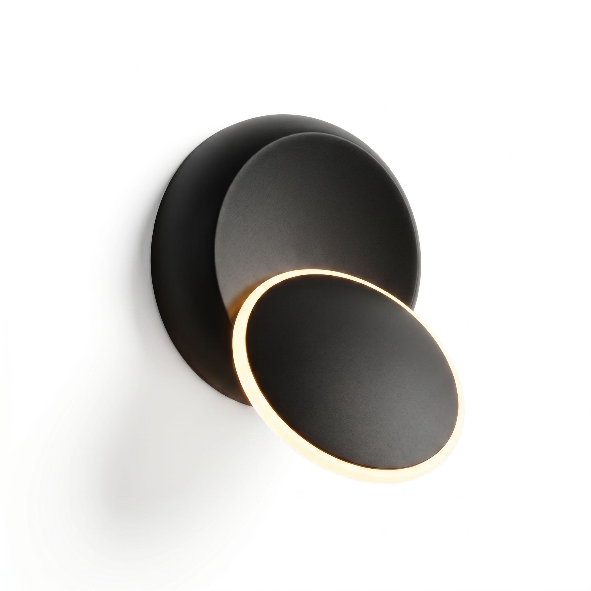 Luna Piena rotating wall sconce — Black with warm white glow