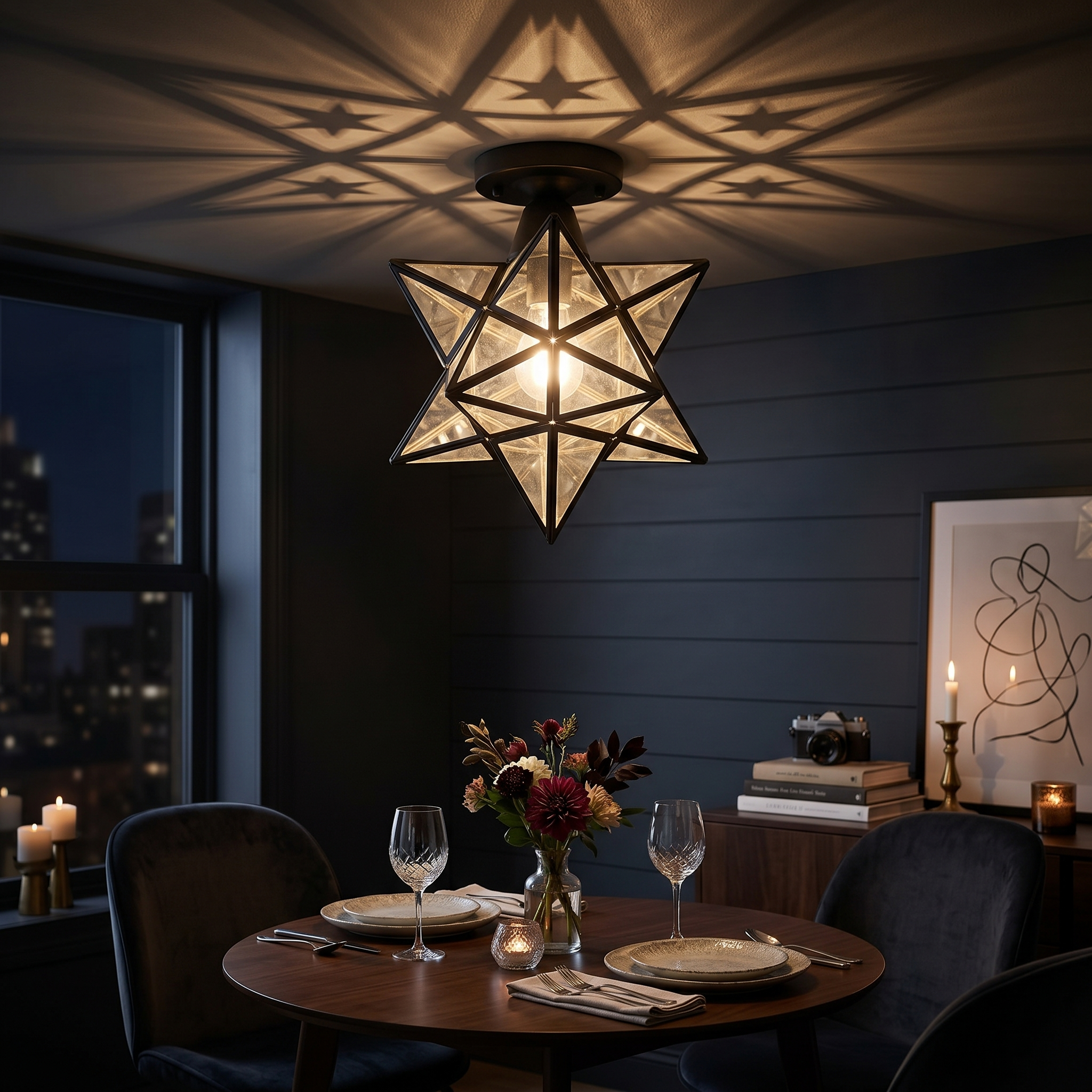 Stella Black star light over a dining nook — lifestyle