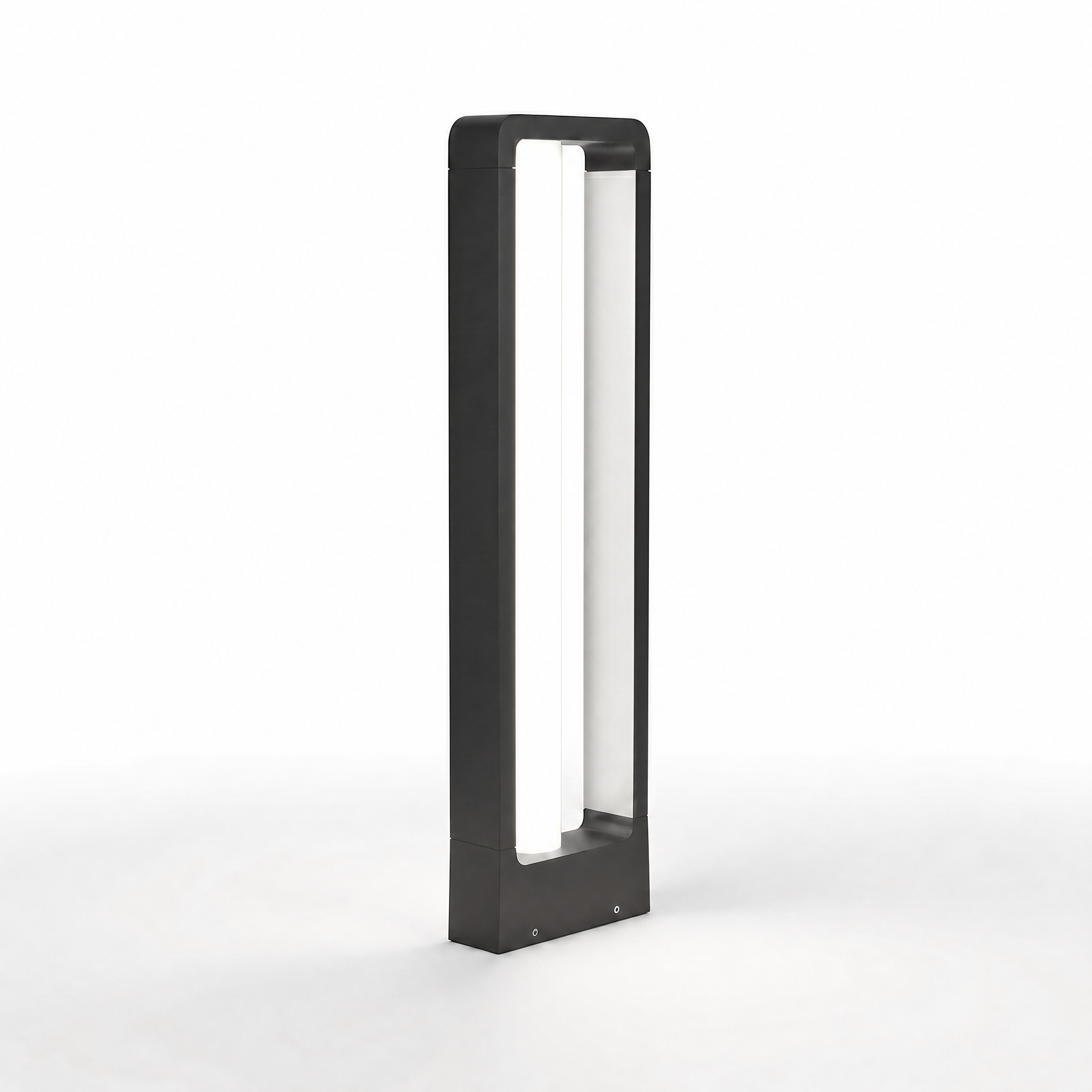 Sentiero Lucente pathway bollard light with neutral white glow on a white background