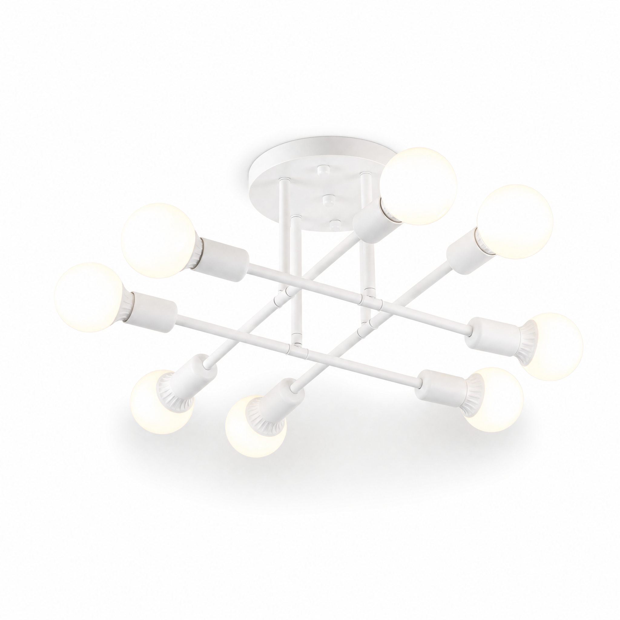Raggiera Sputnik 8-Light ceiling light — White finish, glowing, on a white background