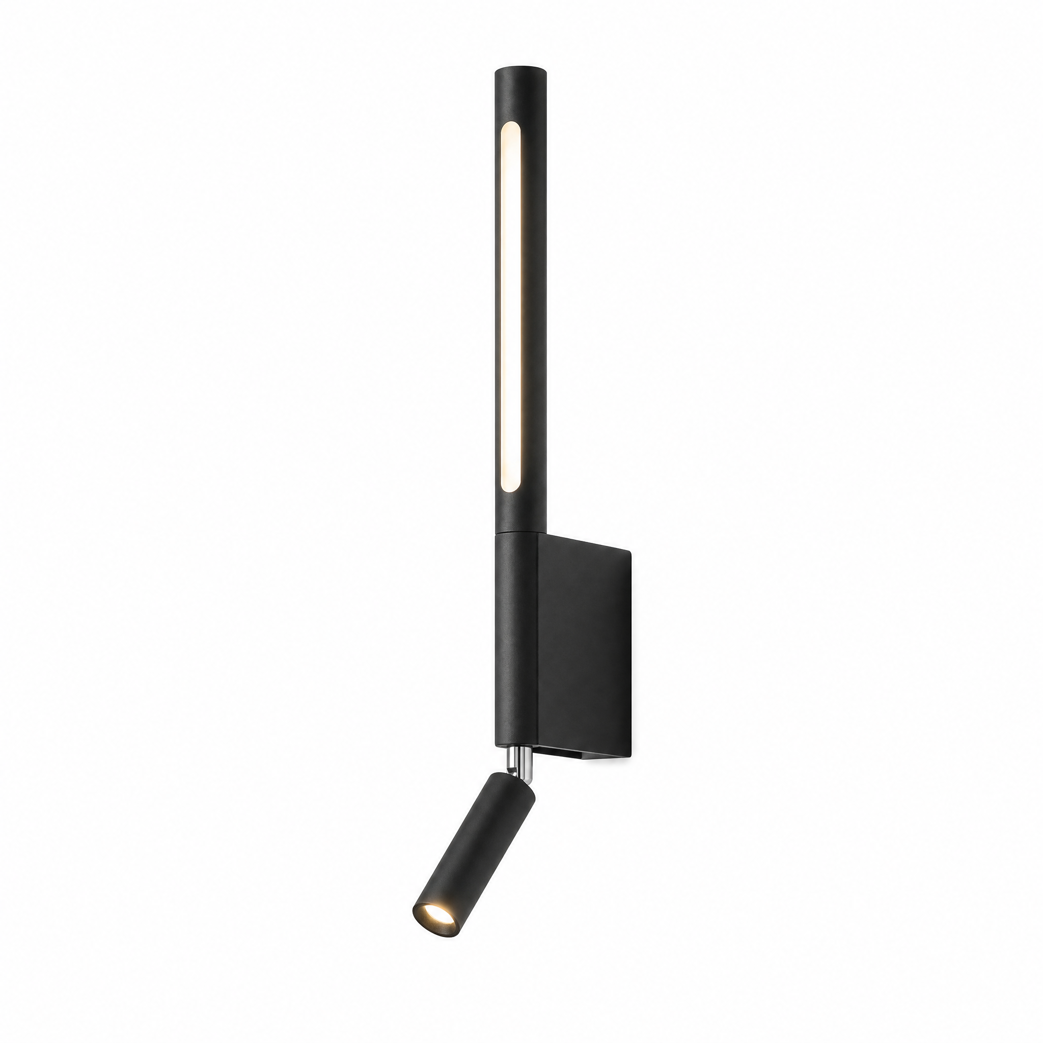 Carezza Notturna bedside reading wall light in matte black with warm white glow