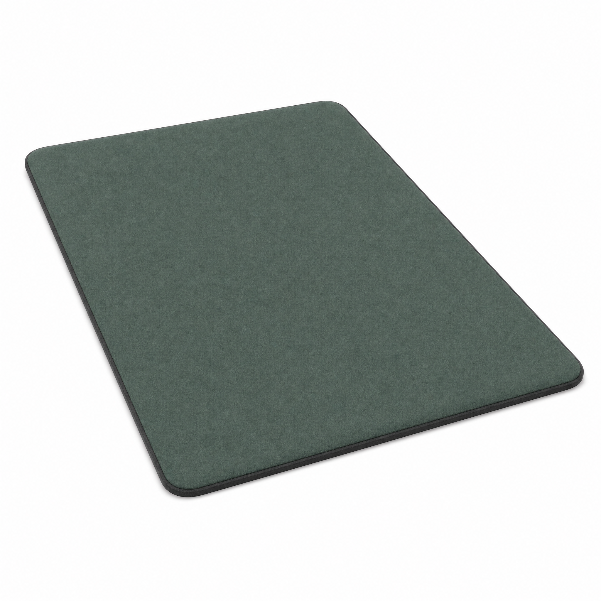 Sage green Velluto micro suede bath mat on white background