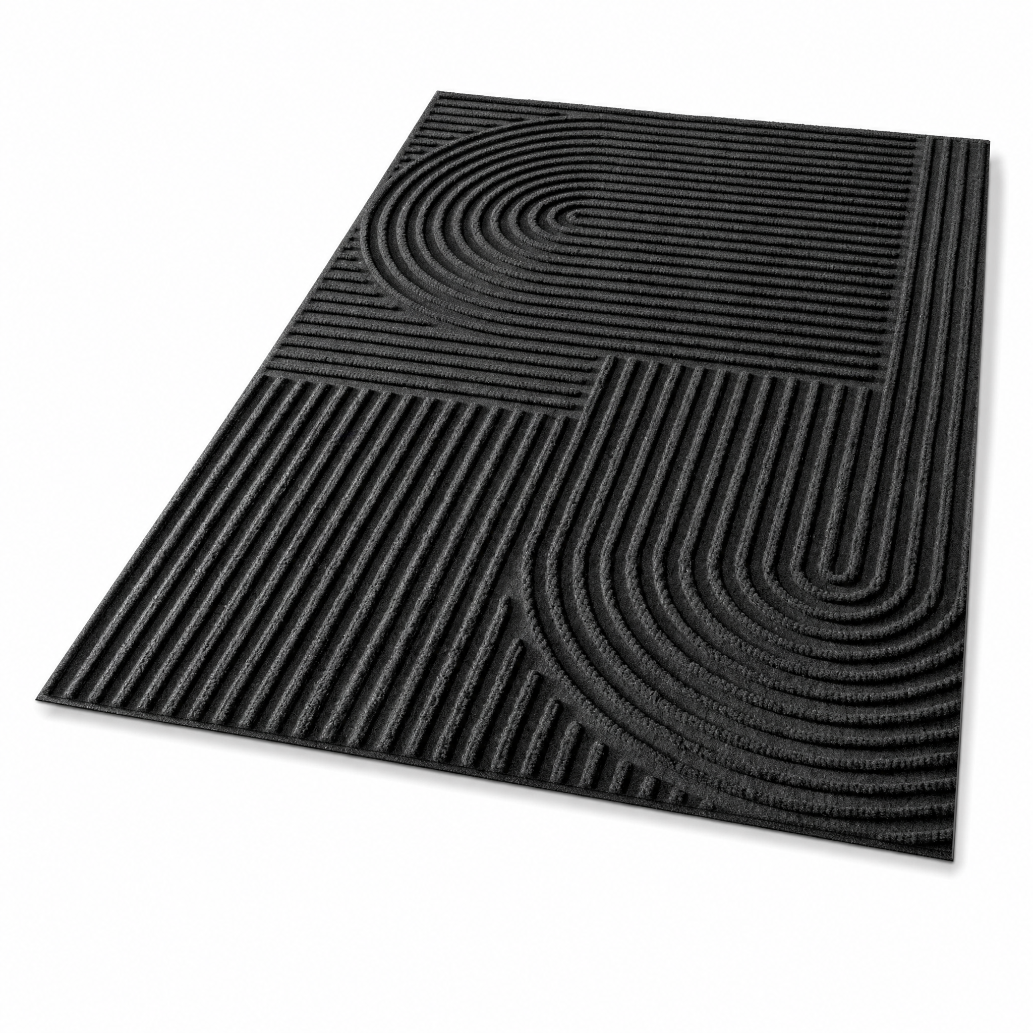 Black Arcs Soglia 3D groove doormat on white background
