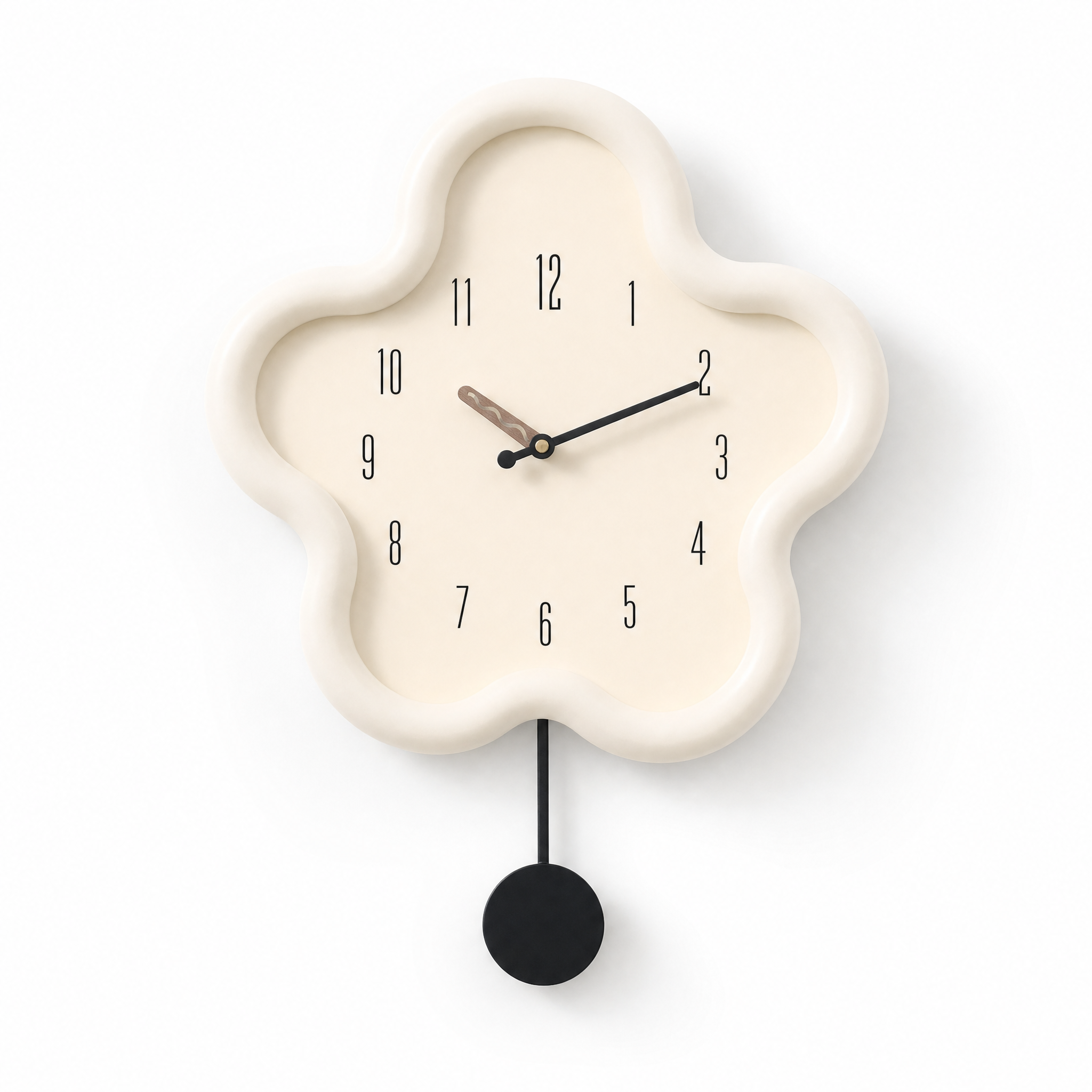 Fiorella flower pendulum wall clock in ivory white — studio