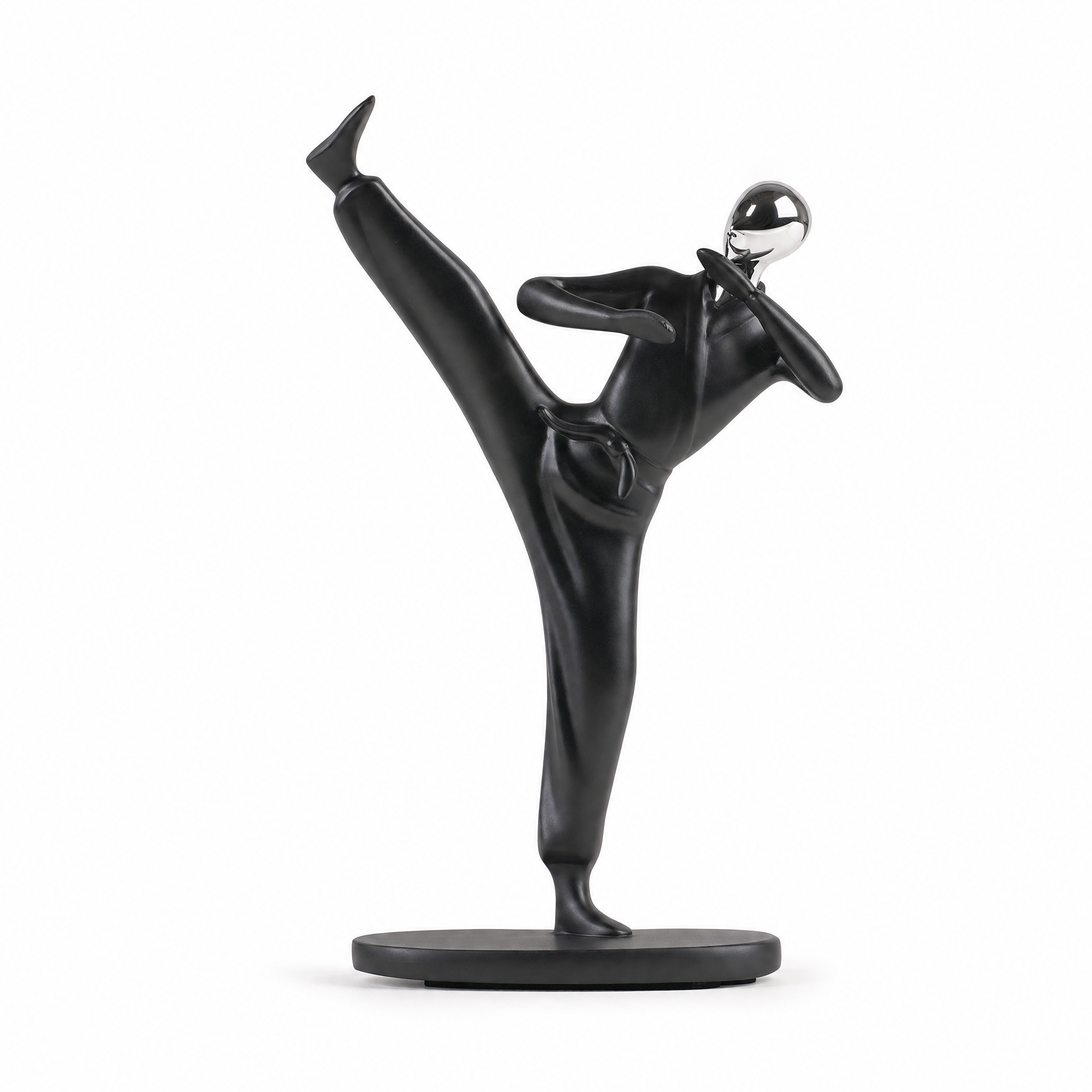 Movimento martial-arts kung fu resin sculpture, white background