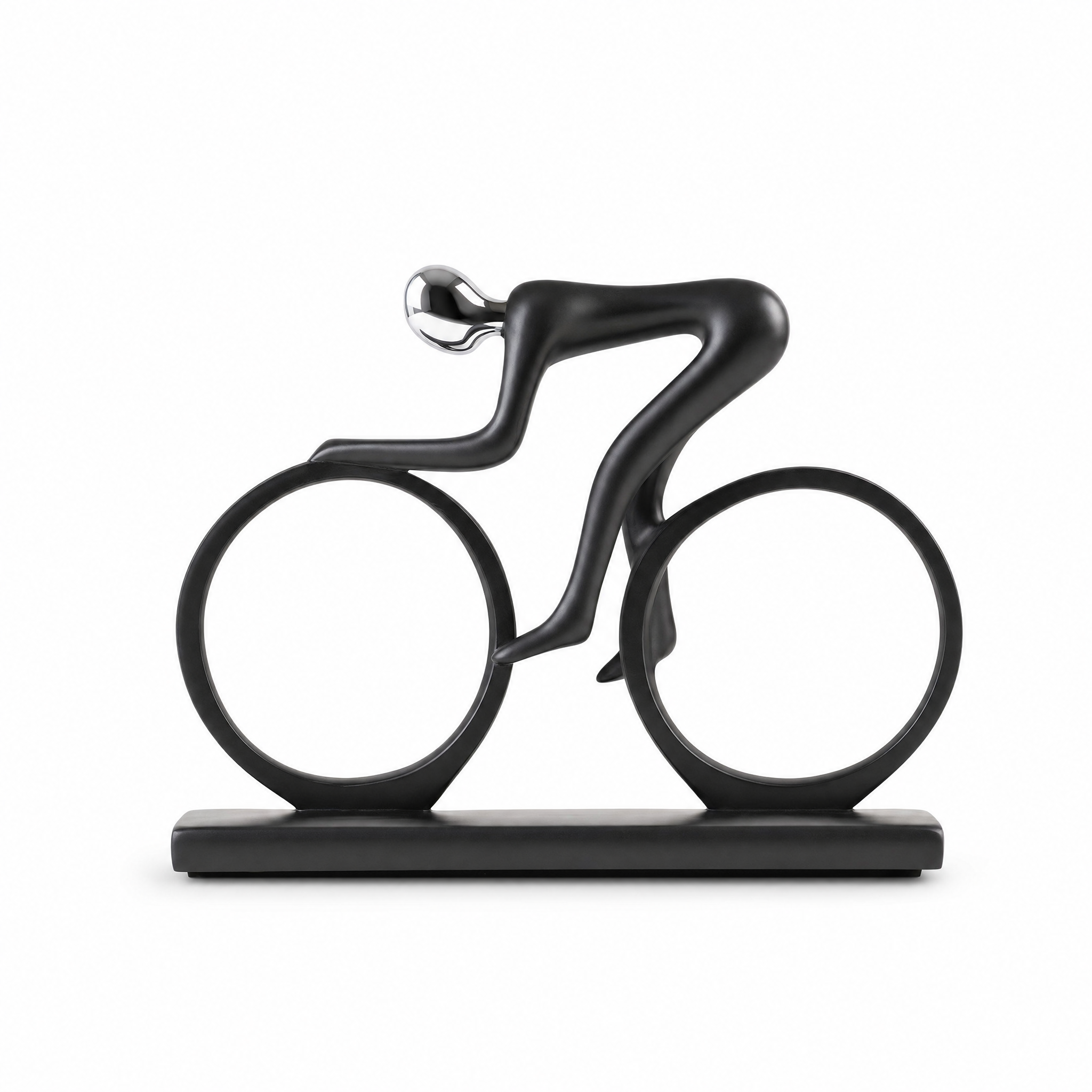Movimento cycling resin sports sculpture, white background