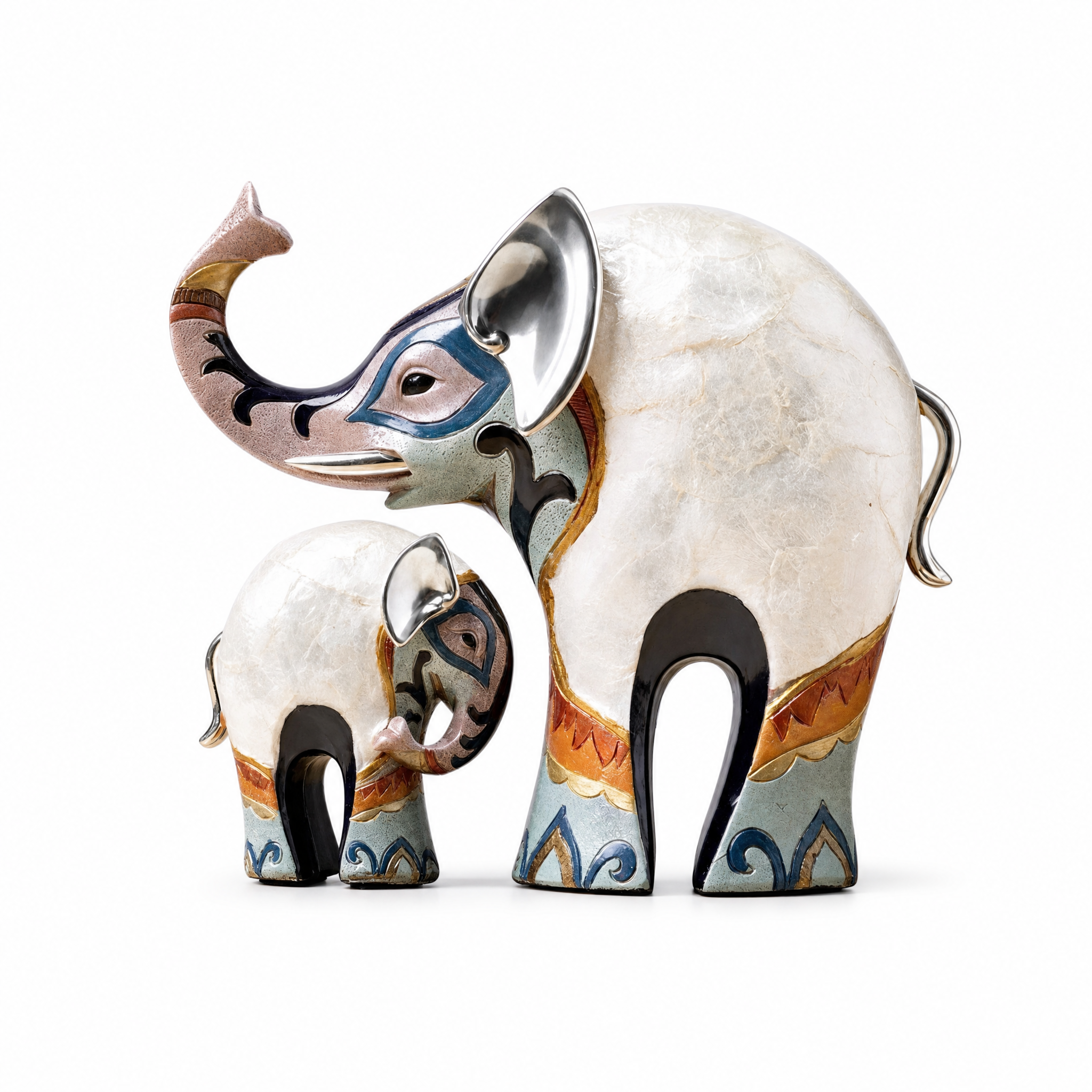 Grazia Cherished Bond elephant figurine set, mother and baby, white background