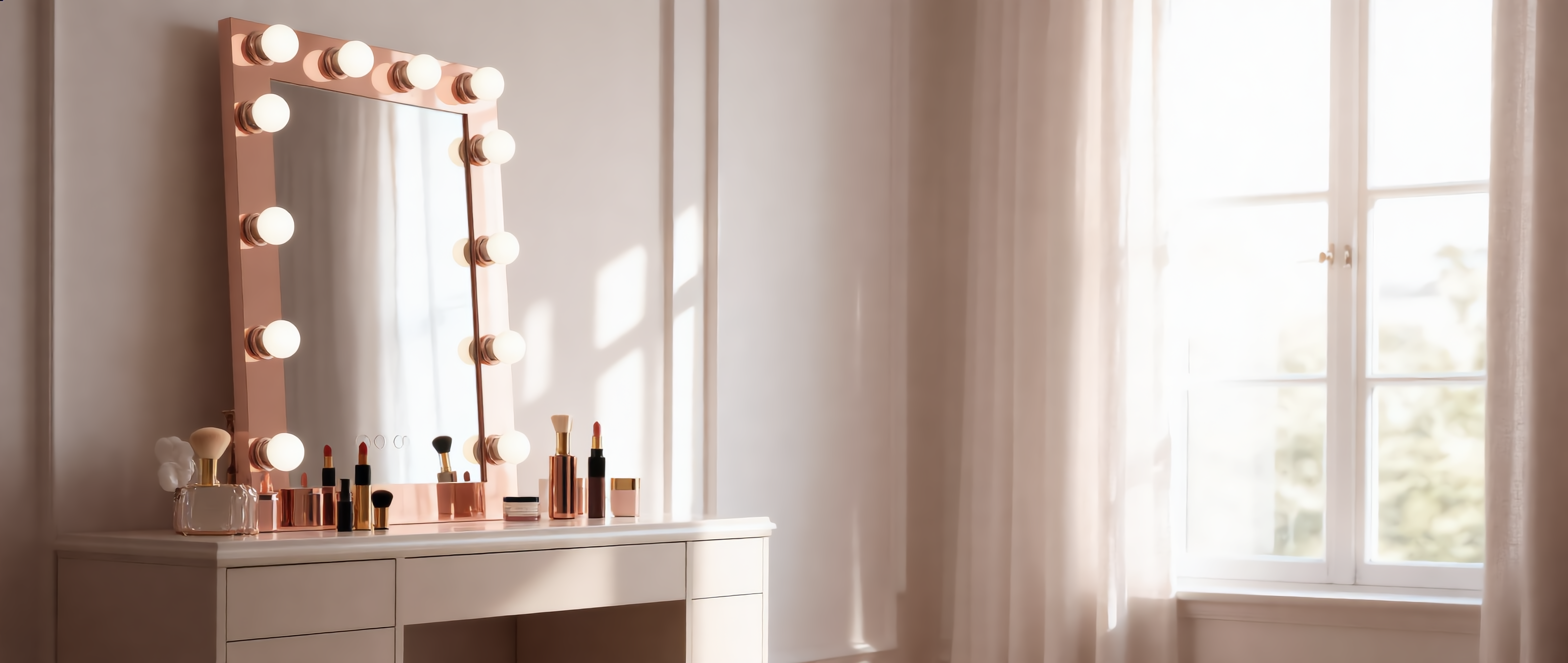 Stella Hollywood lighted vanity mirror cinematic dressing-room banner