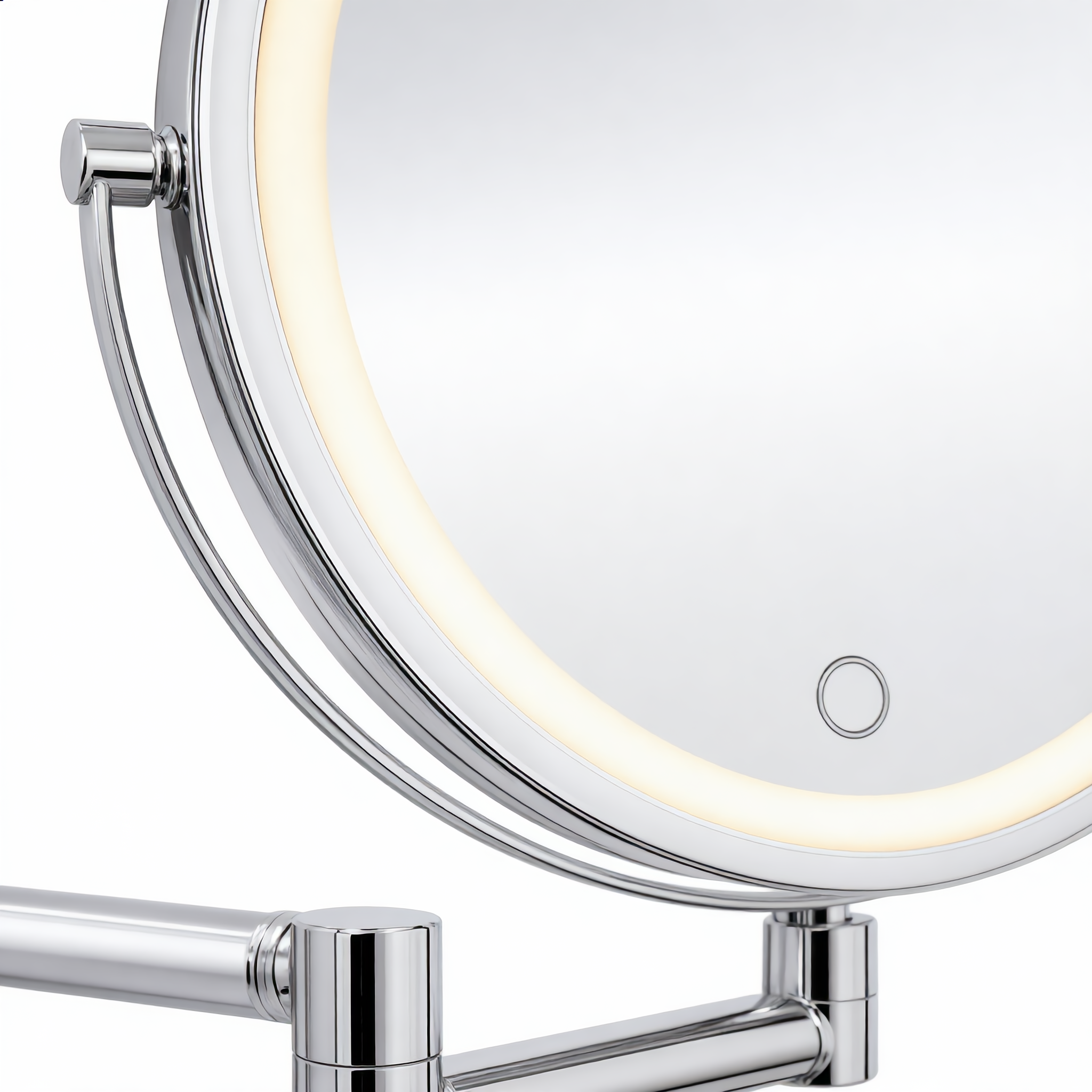 Close-up of the LED light ring and touch control button