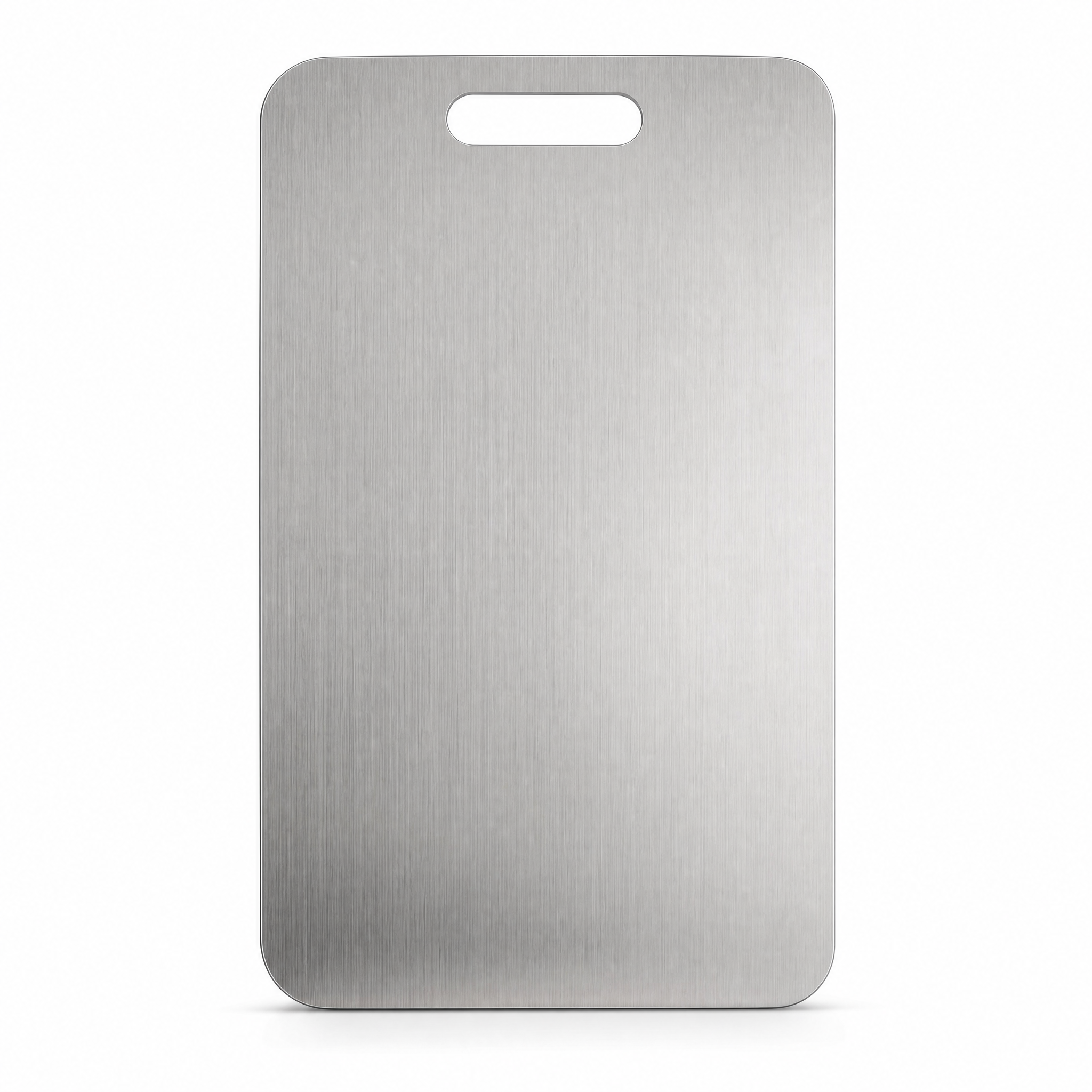 Forte stainless steel cutting board, front view