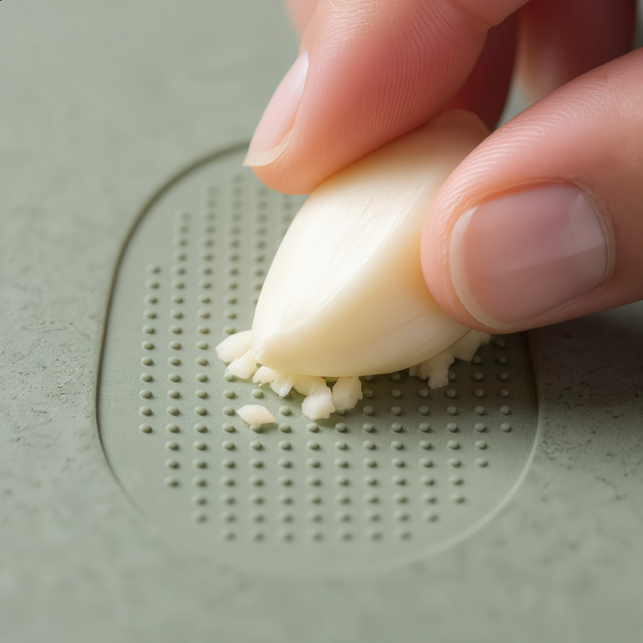 Close-up of the built-in garlic grinder texture