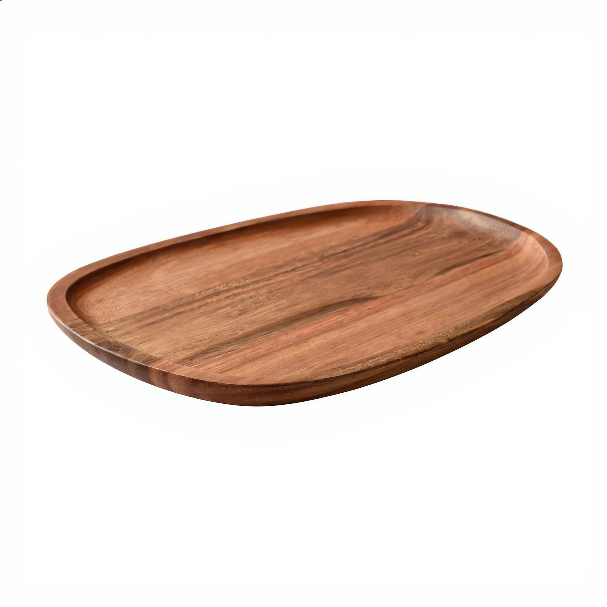 Large wide oval acacia wood serving tray