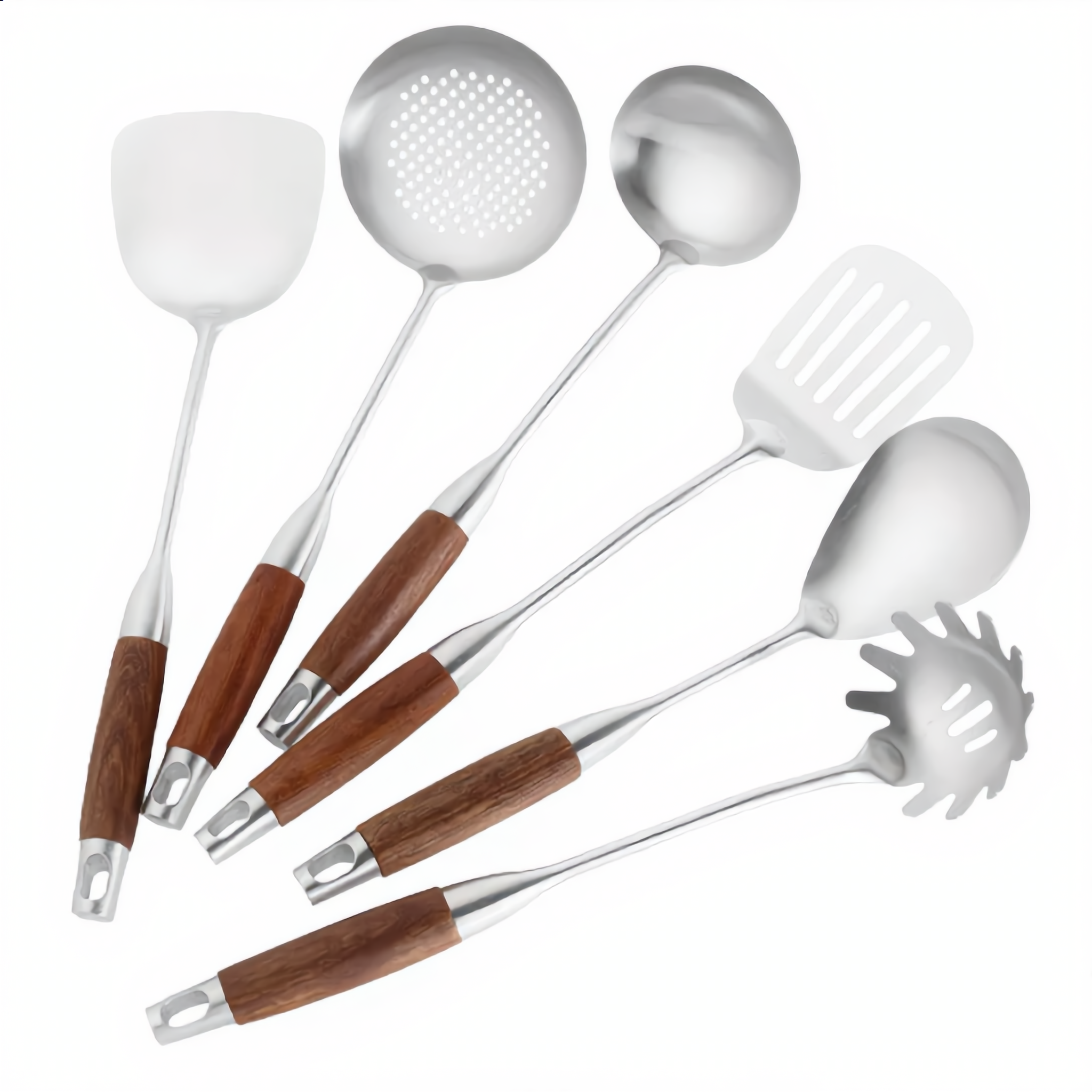 Eleganza stainless steel kitchen utensil set with rosewood handles, 6 pieces