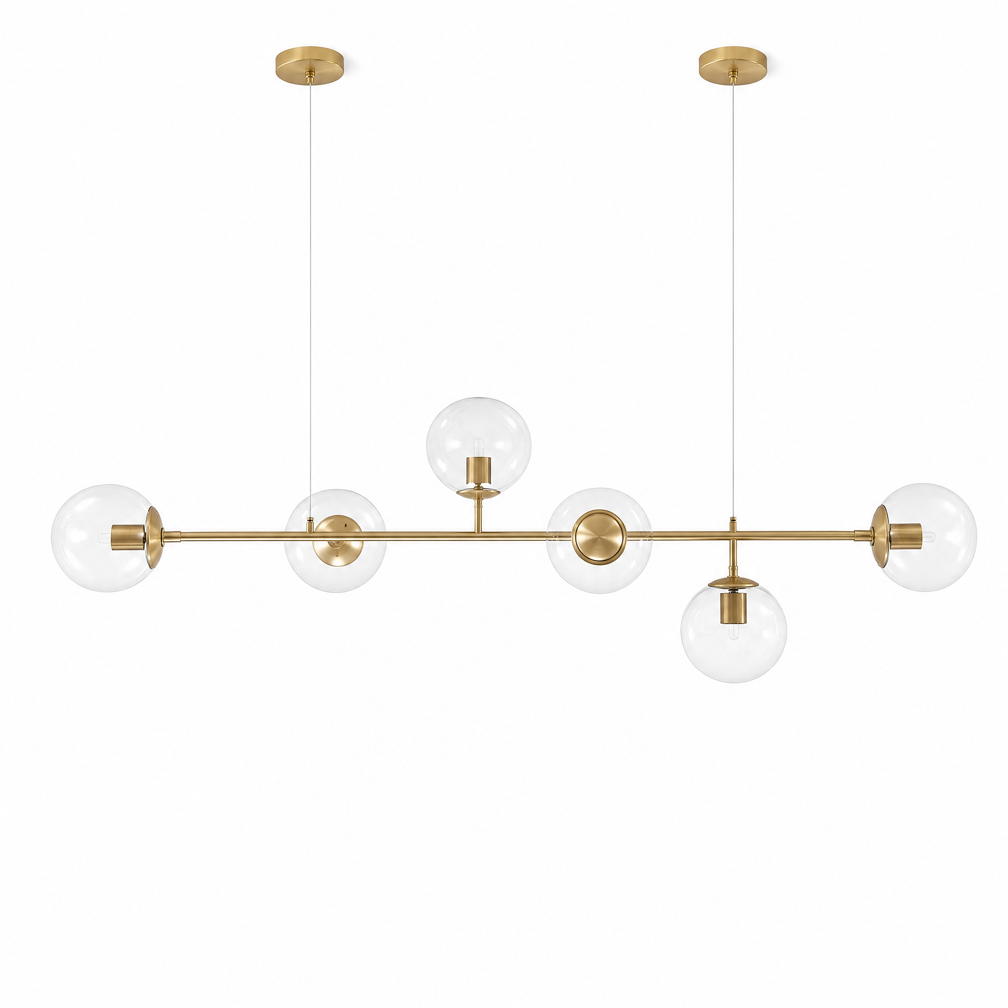 Costellazione Glass Globe Pendant, Gold horizontal, clear glass
