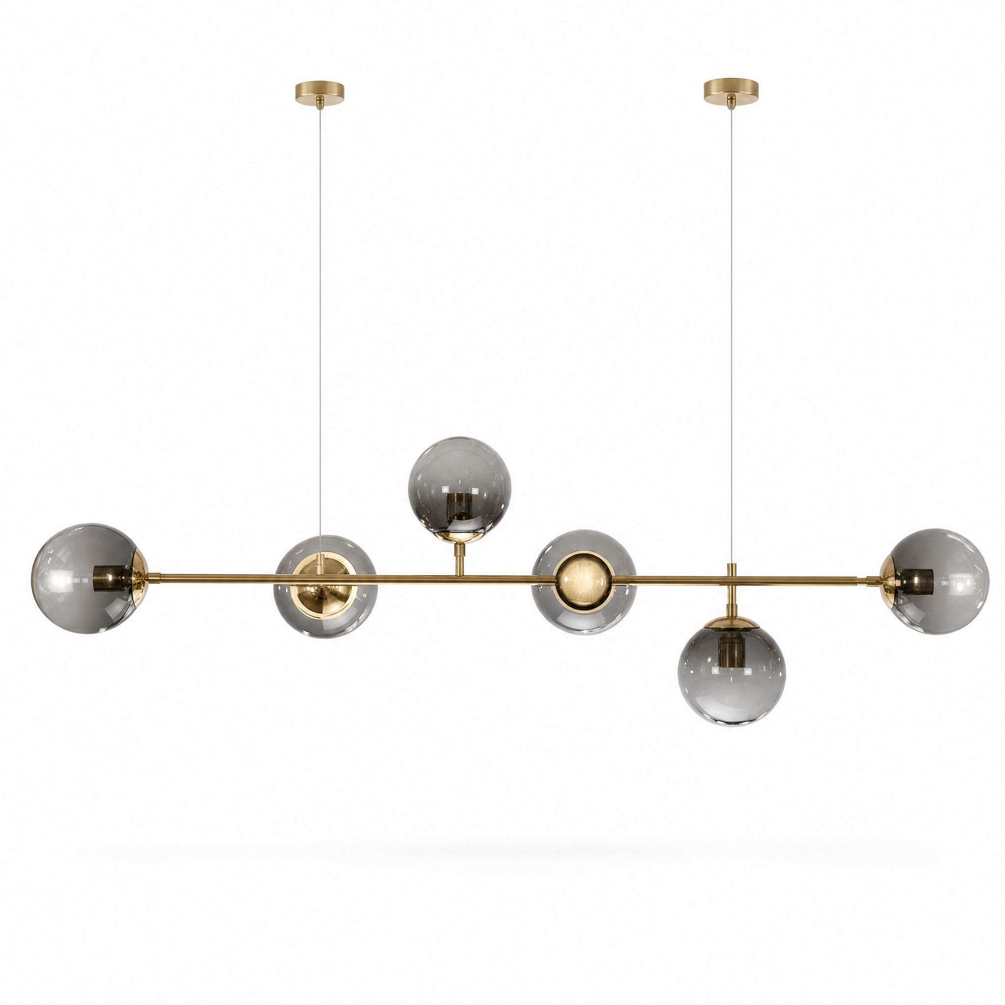 Costellazione Glass Globe Pendant, Gold horizontal, smoked glass