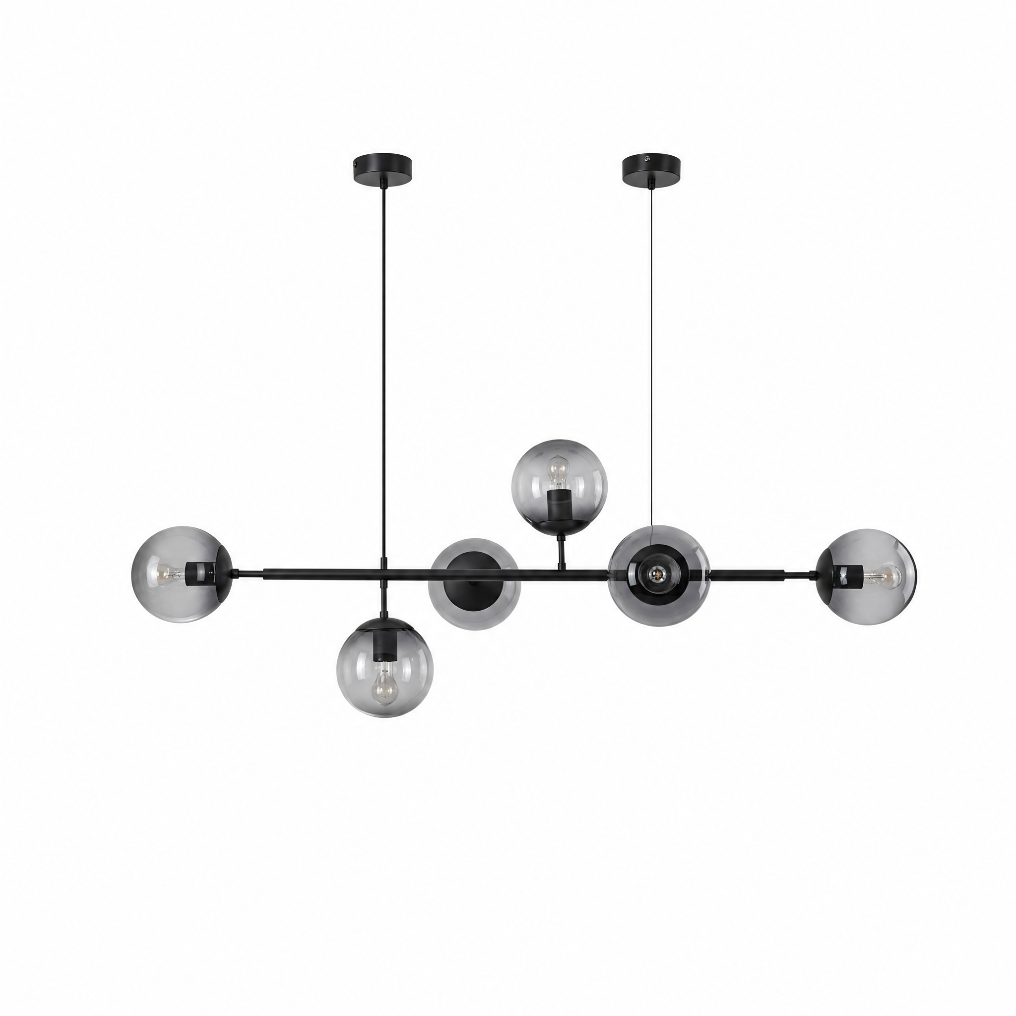 Costellazione Glass Globe Pendant, Black horizontal, smoked glass