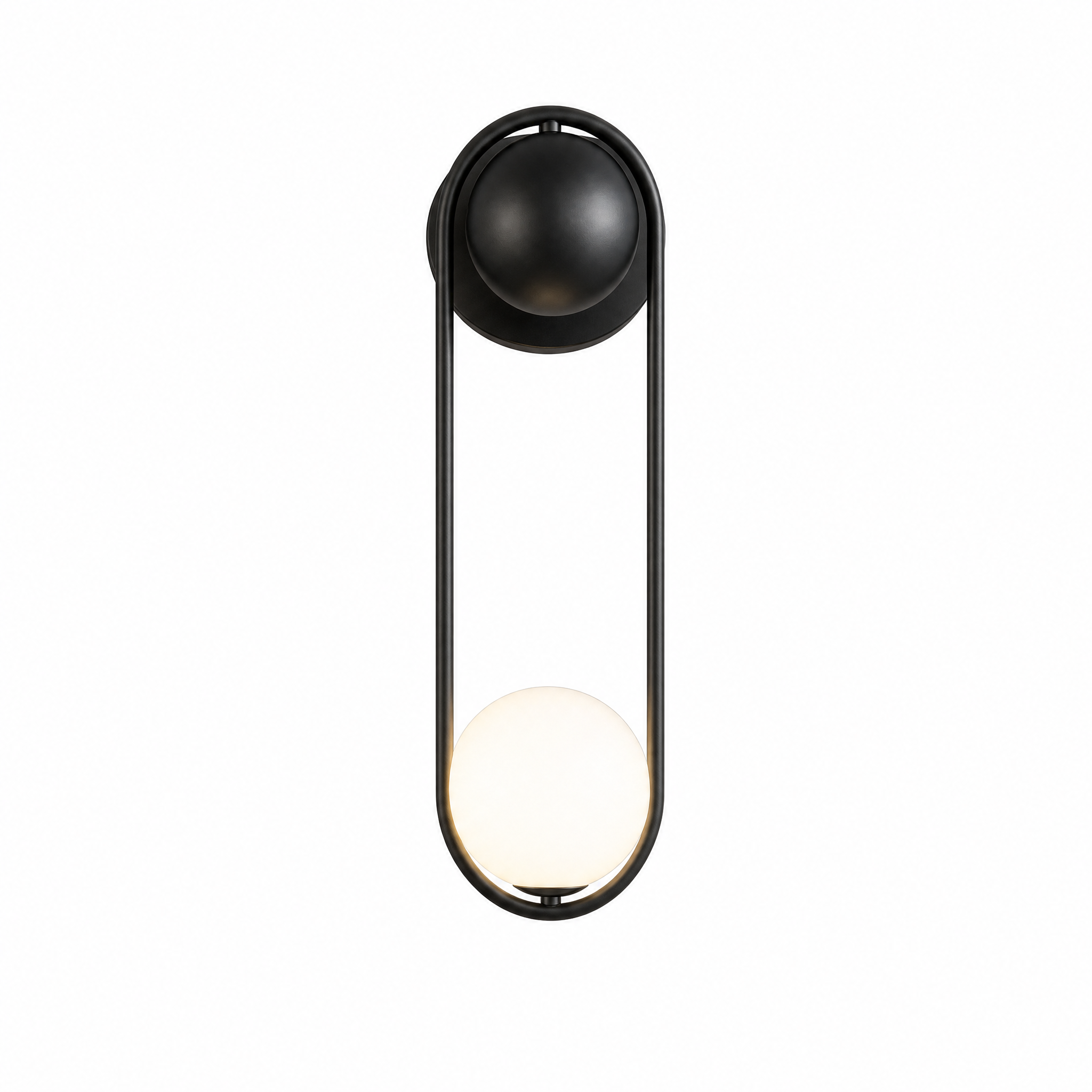Quiete black oval wall sconce Style B with glowing orb