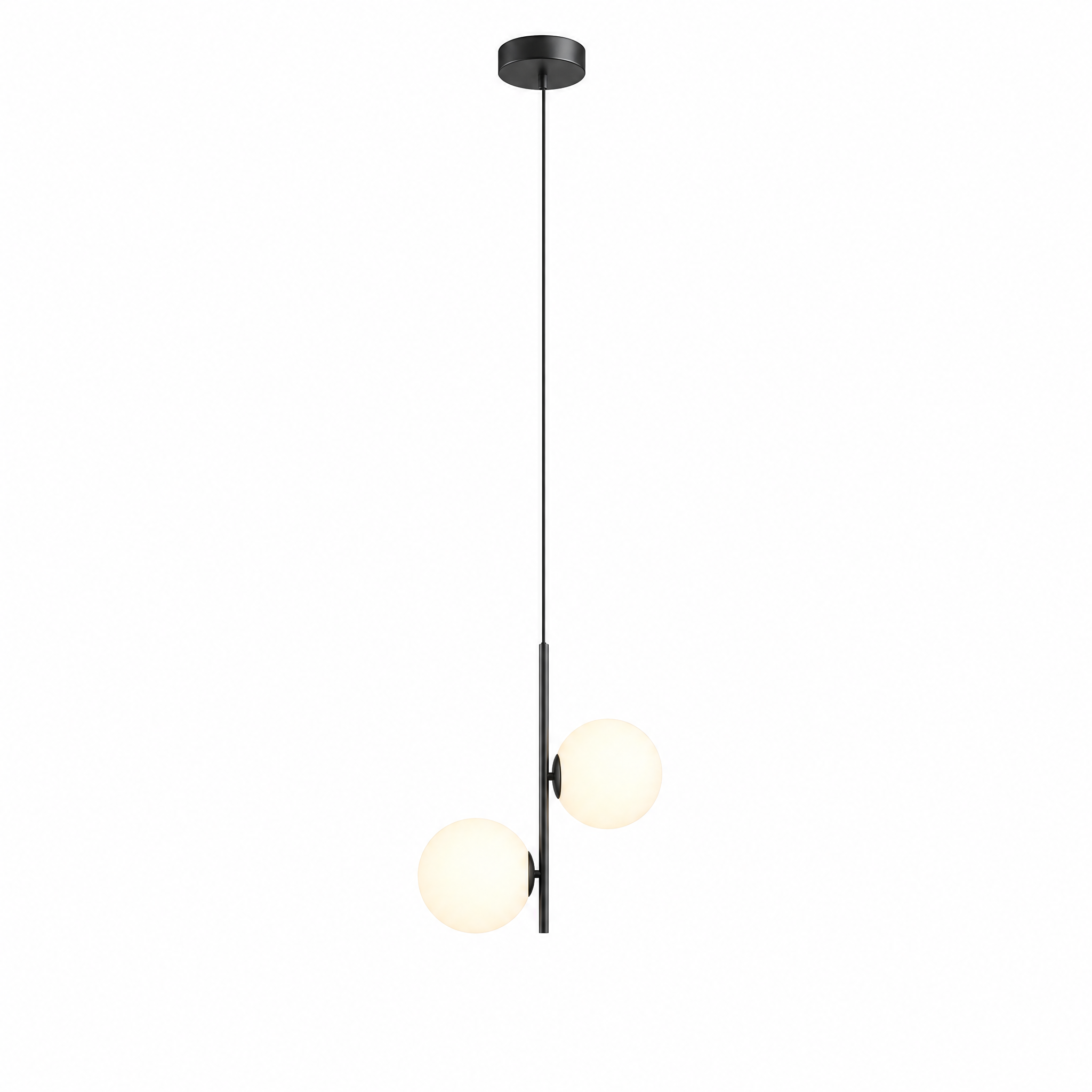 Black Perla Opal Globe Pendant with two globes, warm white