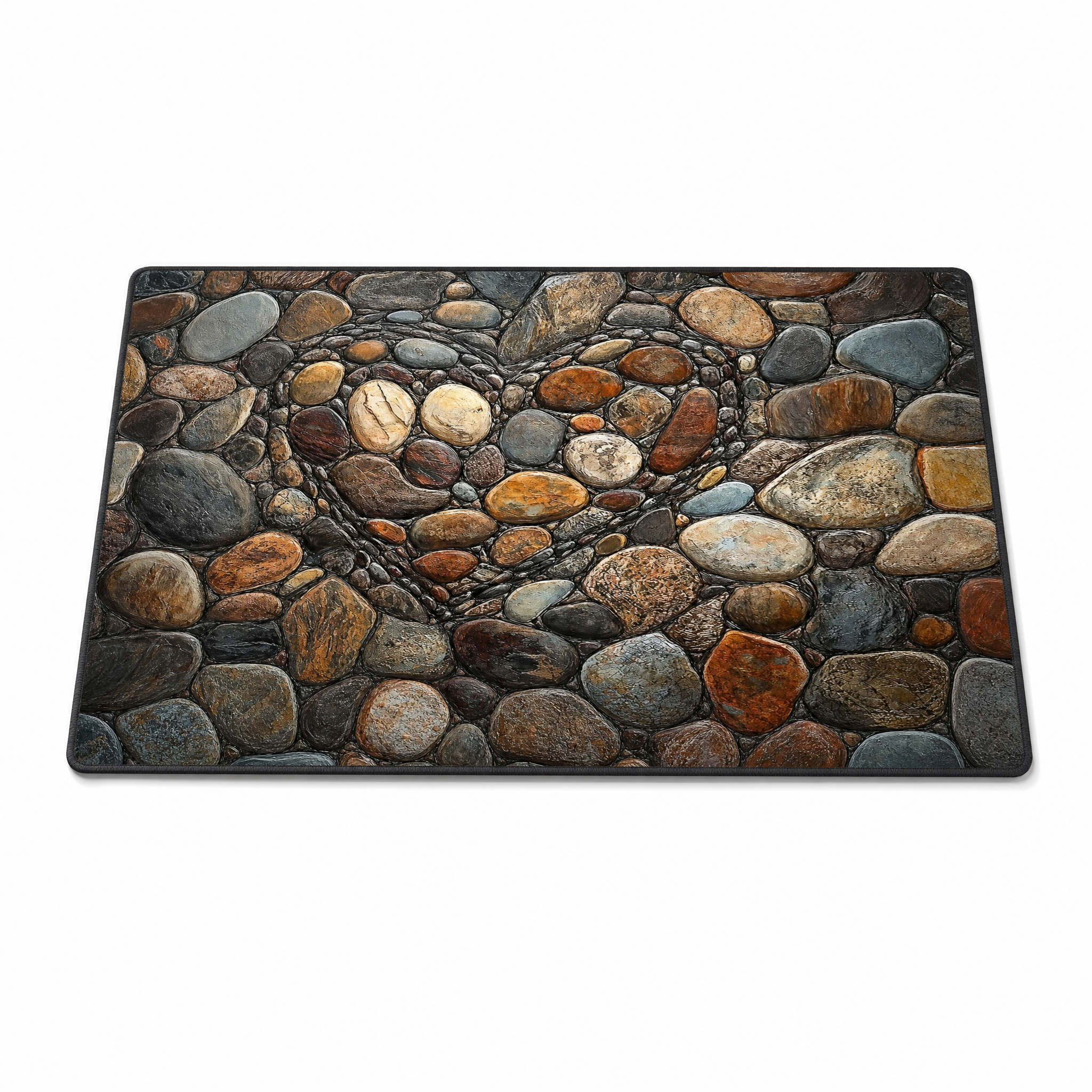 Riviera Stone Bath Mat Heart design on white background