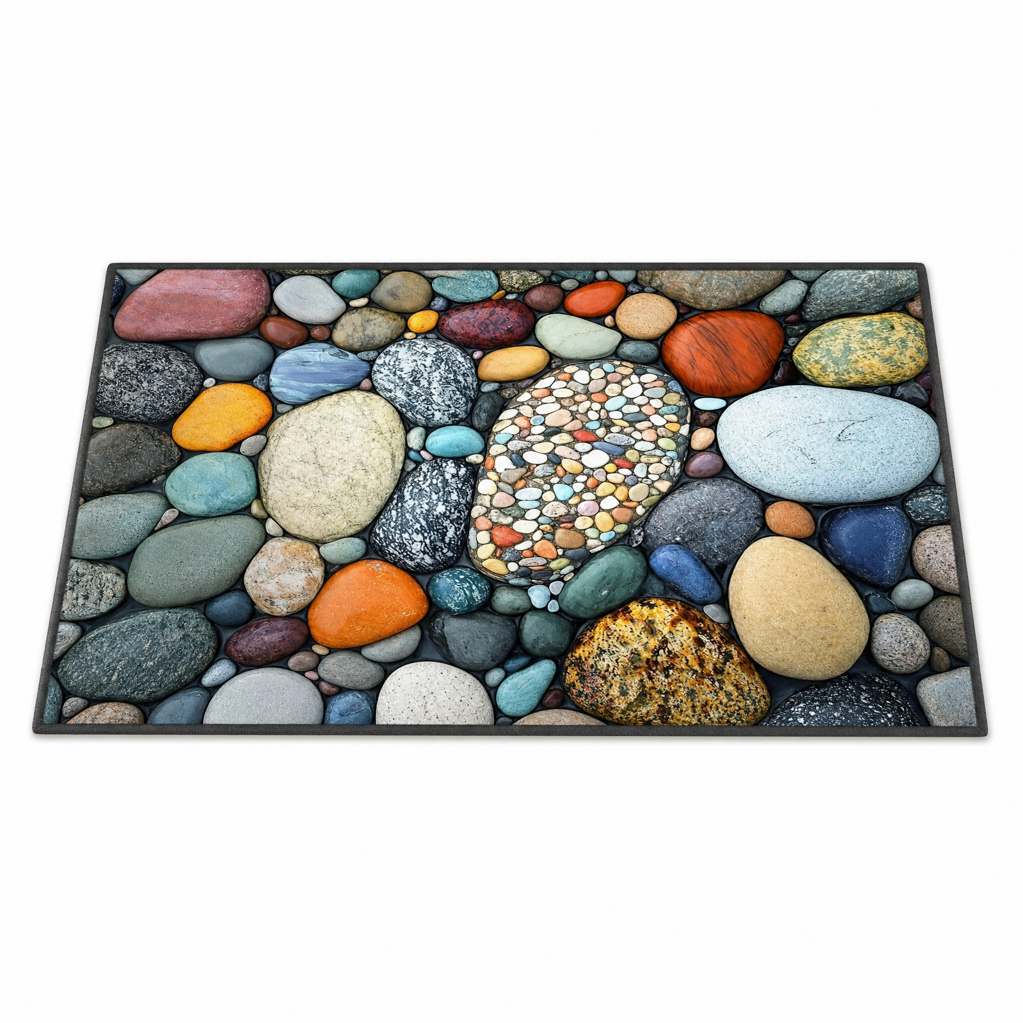 Riviera Stone Bath Mat Stones design on white background