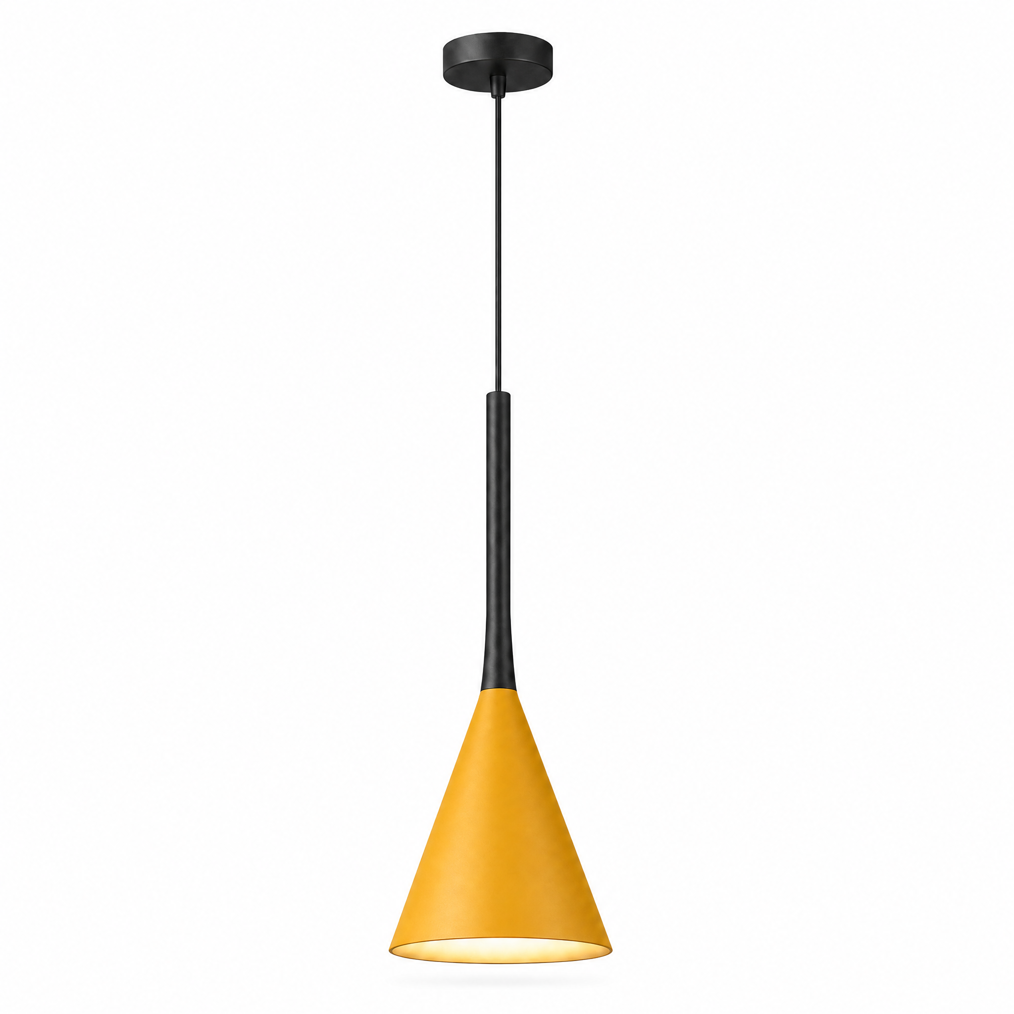 Calla Cone Pendant Light in yellow on a white background