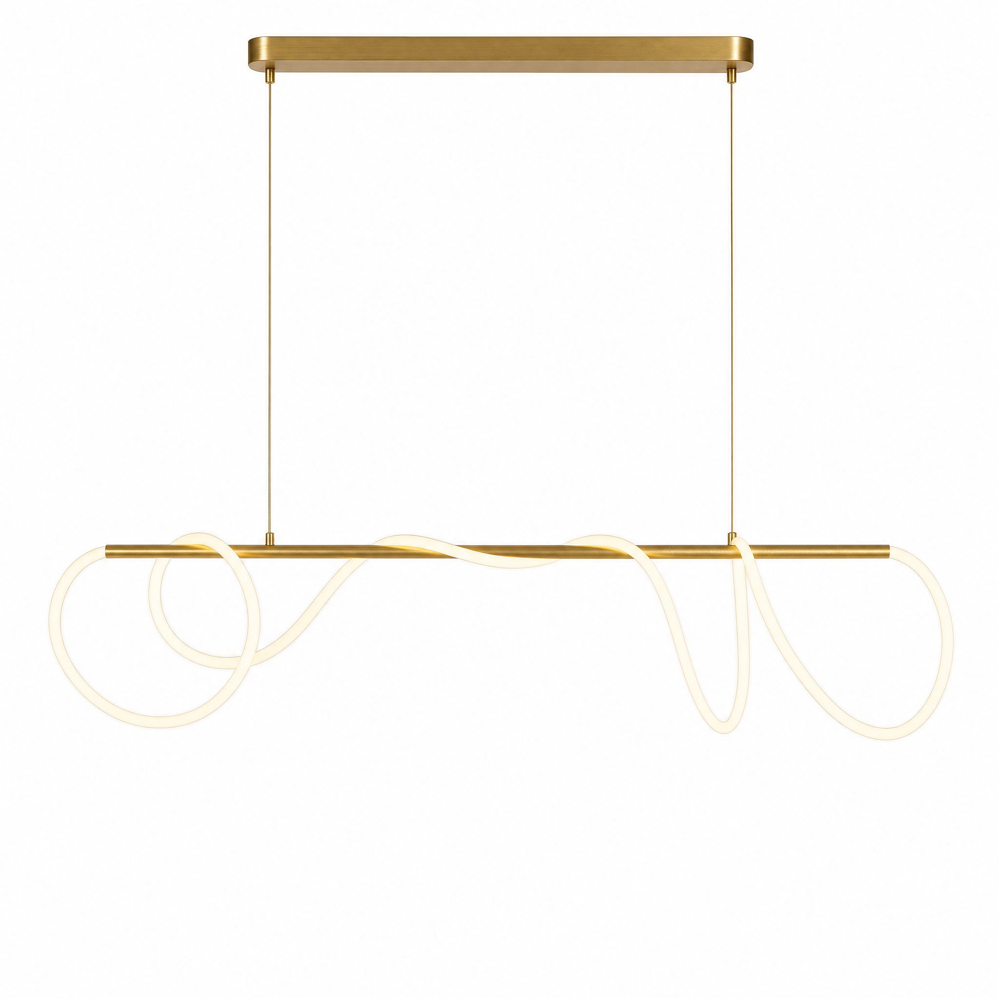 Onda Sculptural LED Chandelier in brass, linear