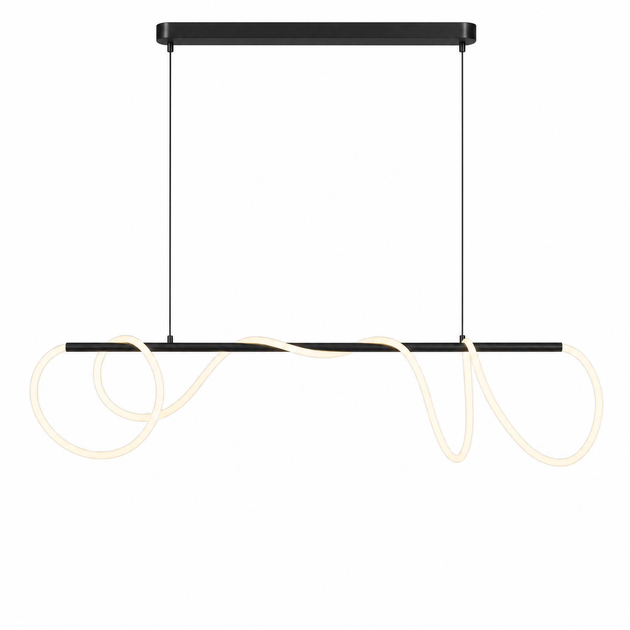 Onda Sculptural LED Chandelier in black, linear