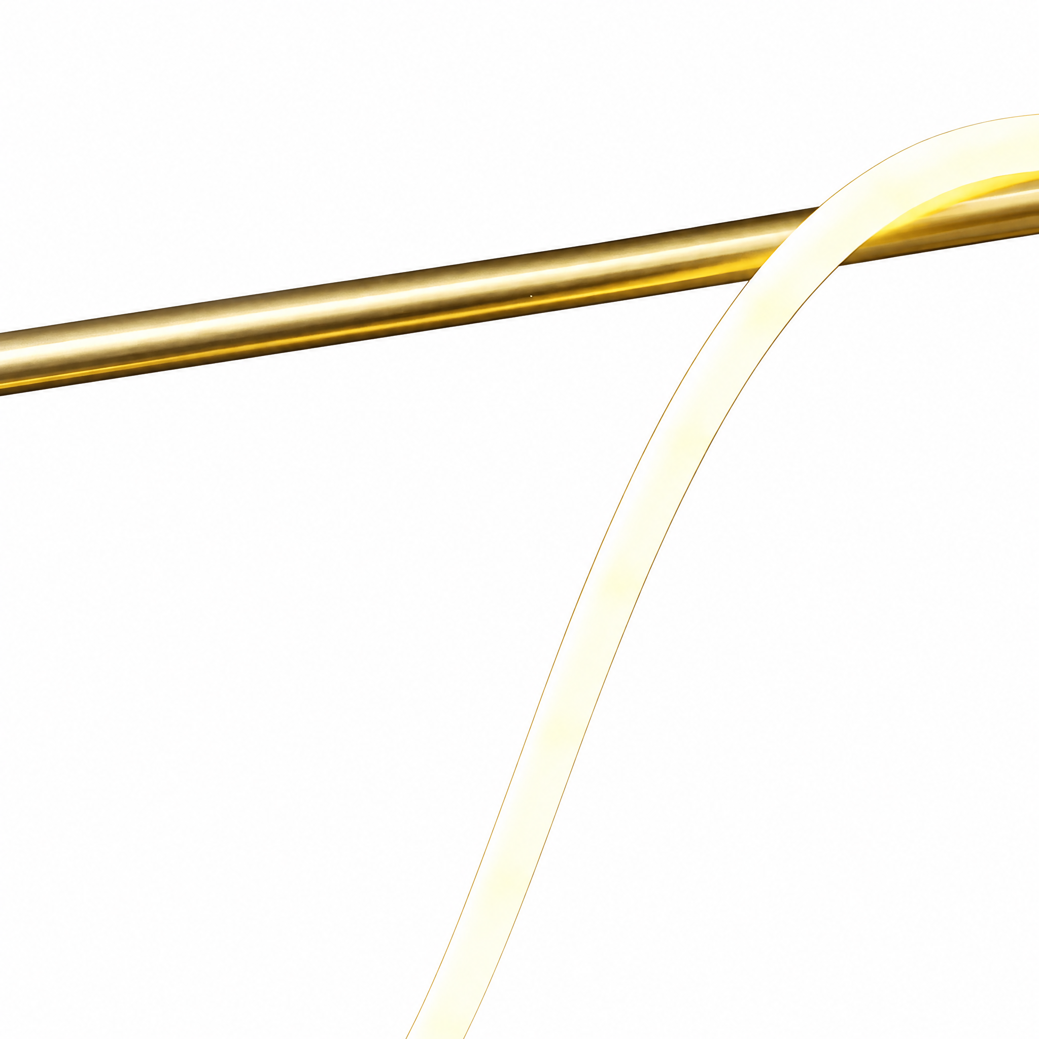 Close-up of the brass bar and warm silicone LED rope