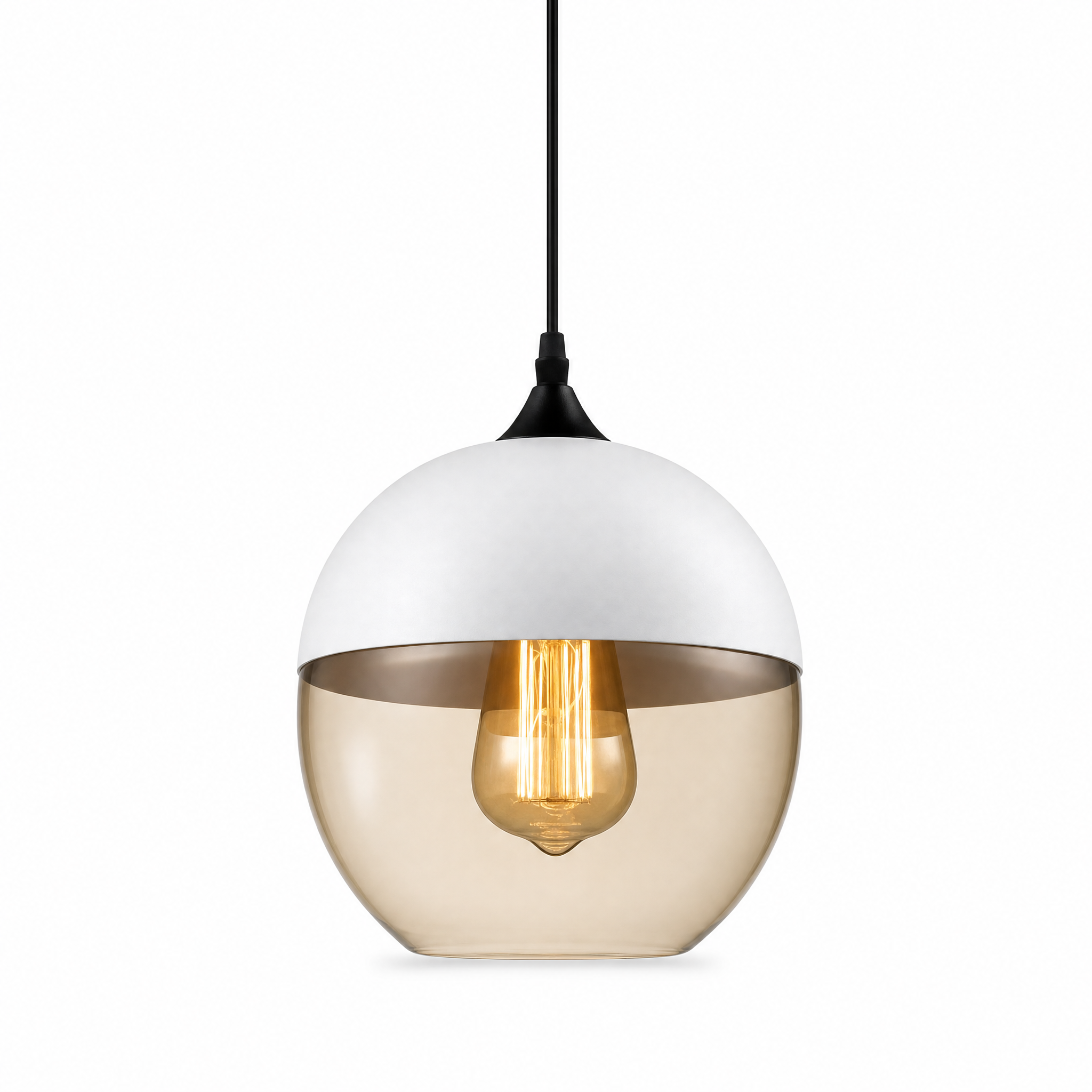 Ambra Art-Glass Pendant globe — white cap, amber glass