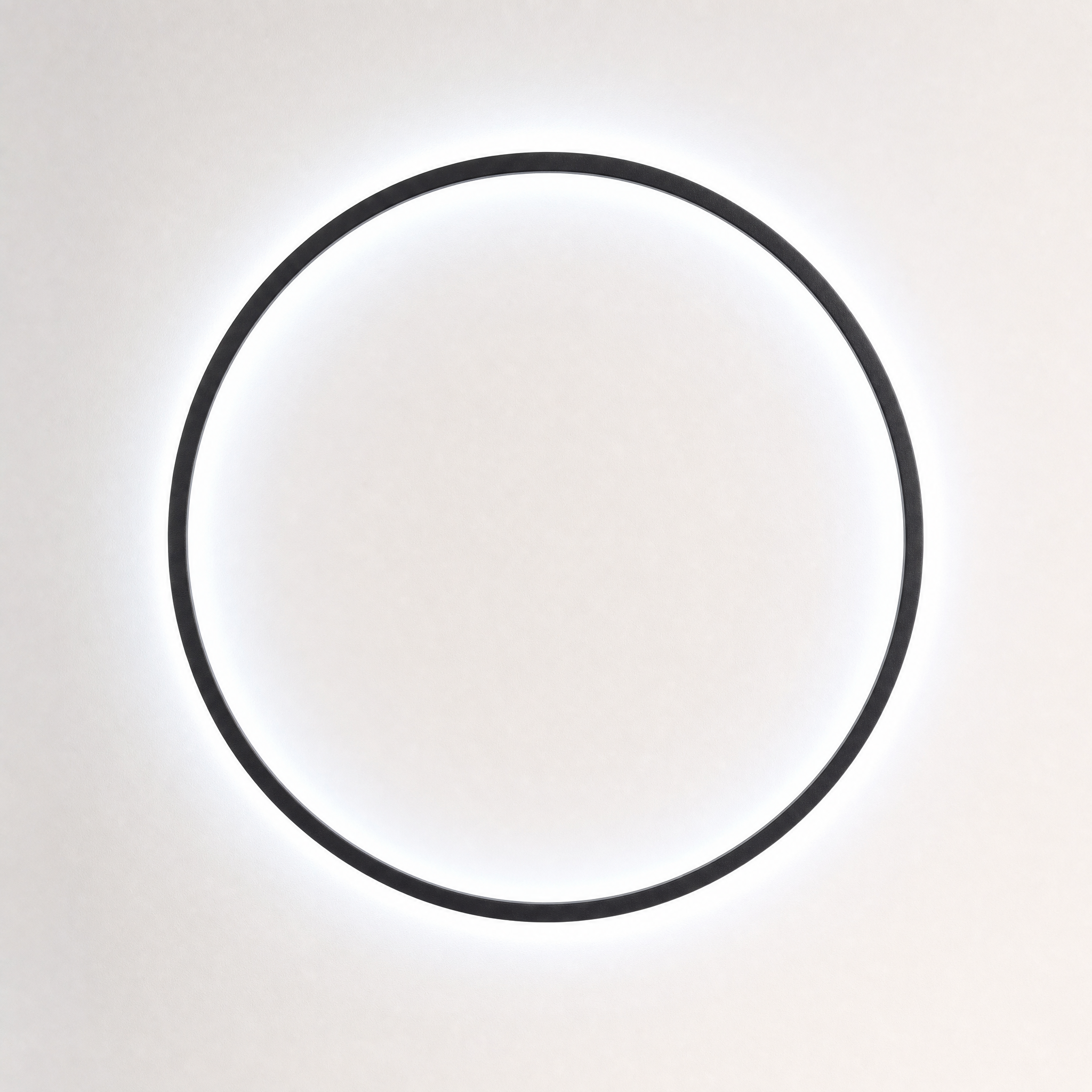 Eclisse Halo Ring Wall Light — black ring with cool white 6000K backlit glow