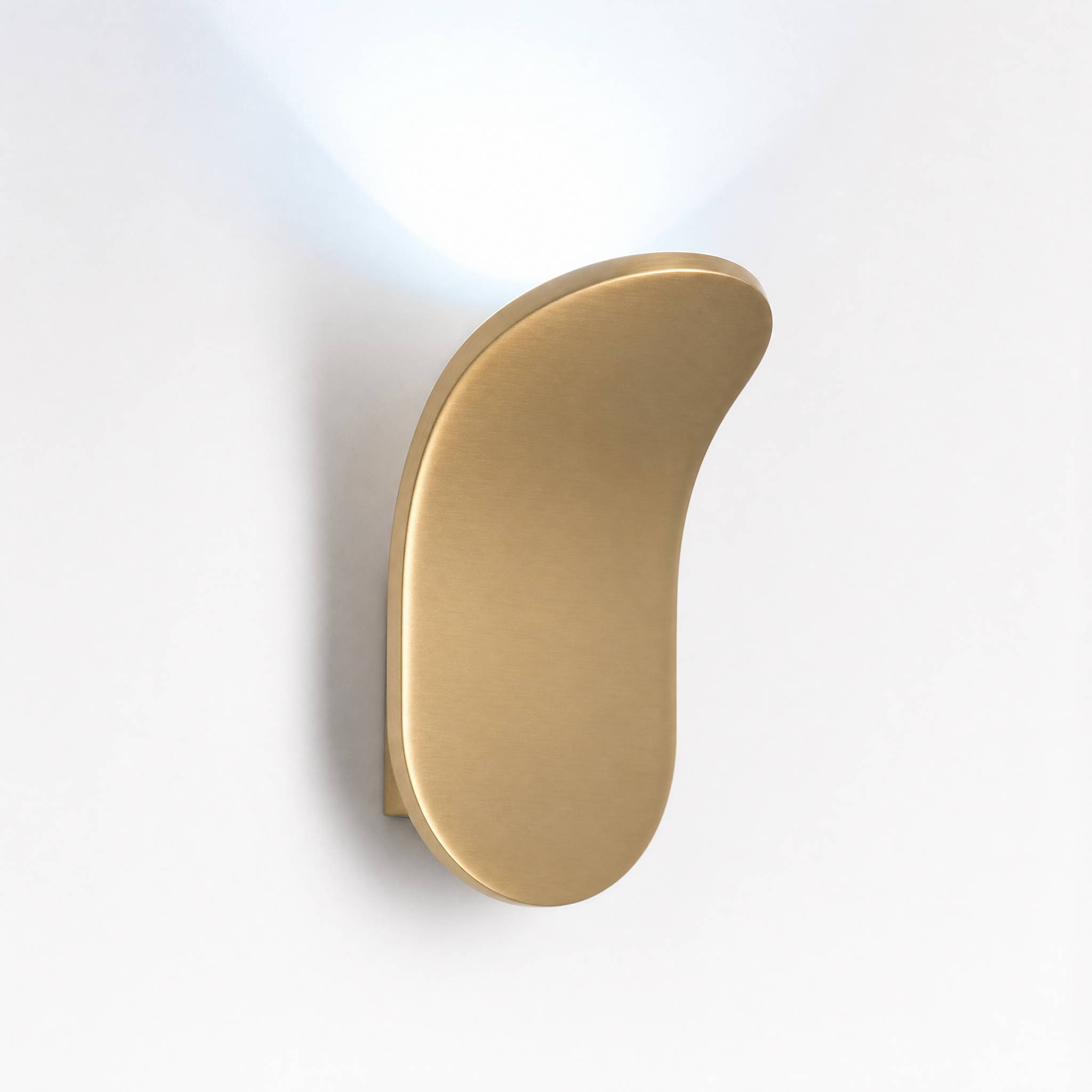 Gold curved wall sconce cool white glow