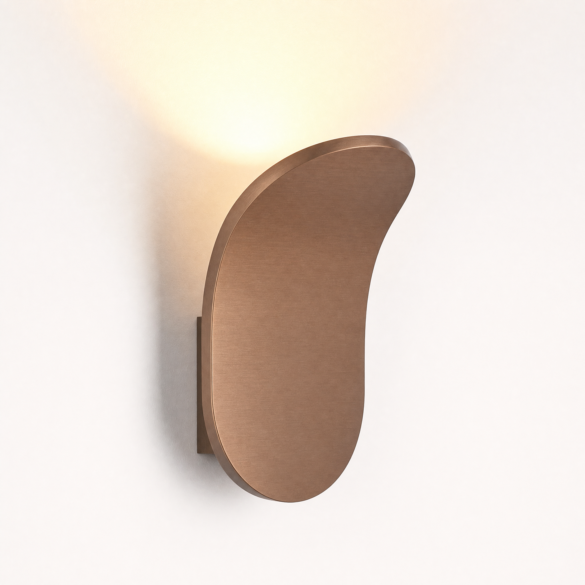 Coffee bronze curved wall sconce warm white glow