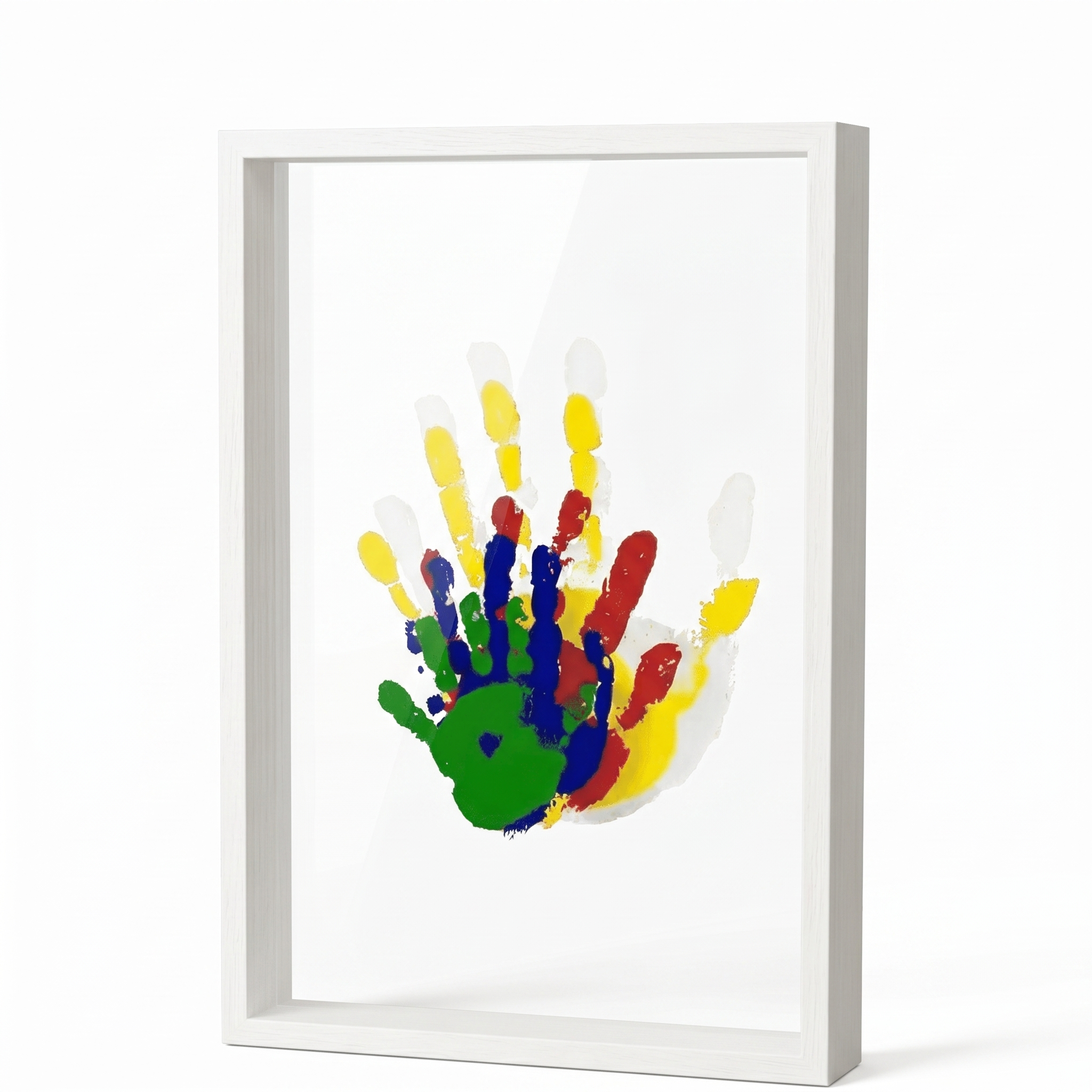 White wood baby handprint keepsake frame