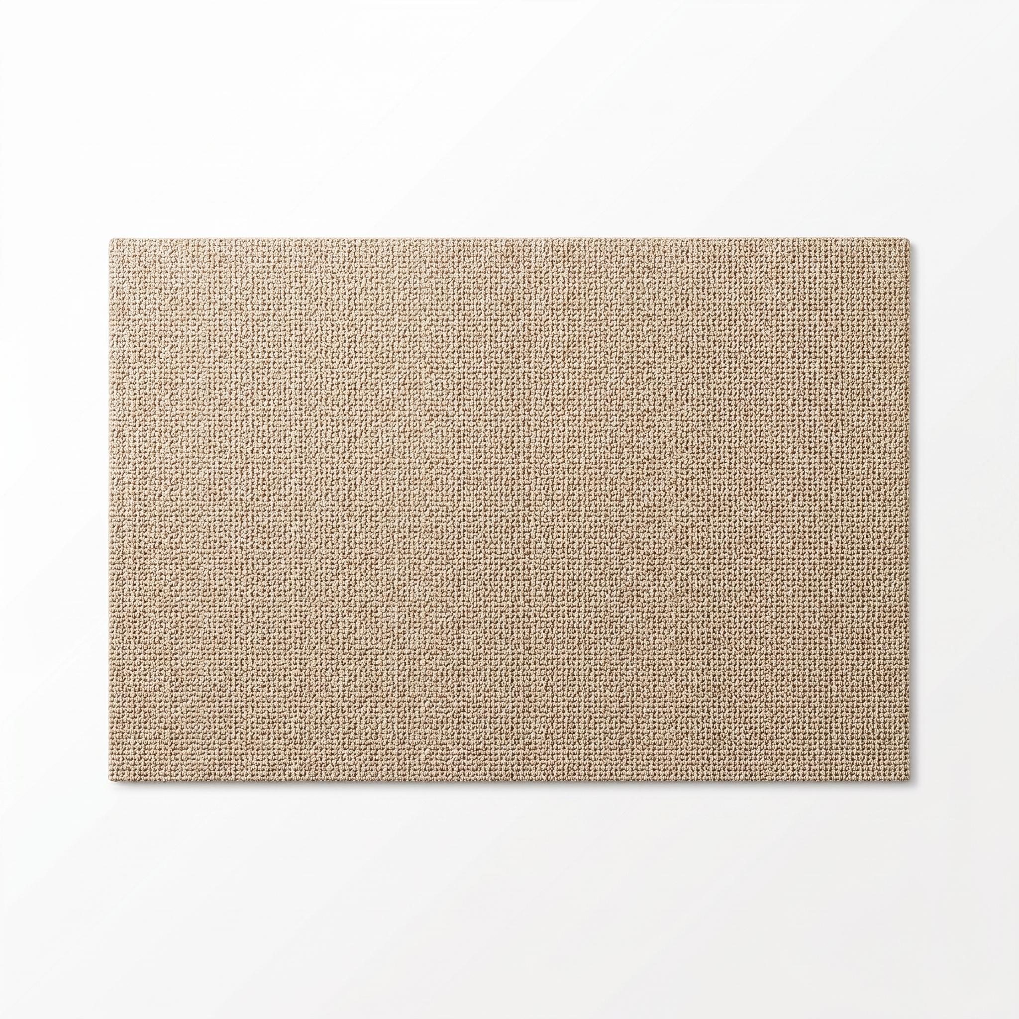 Trama absorbent woven bath mat in beige, top-down on white