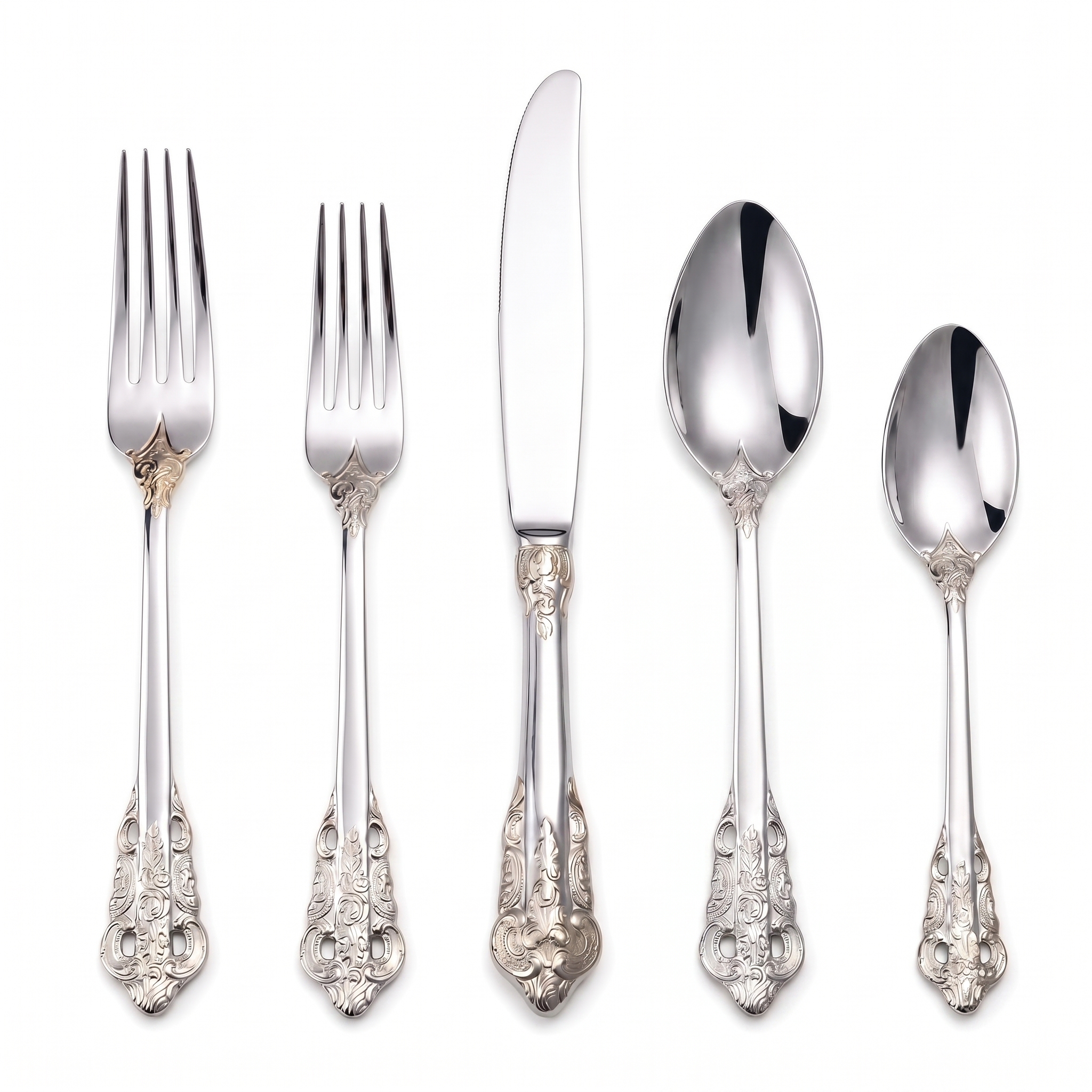 Regina Baroque silver flatware set polished stainless steel
