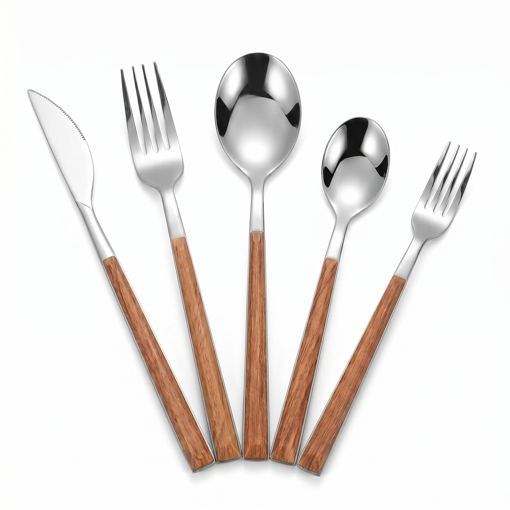 Nordica wood handle cutlery set silver stainless steel 30 piece