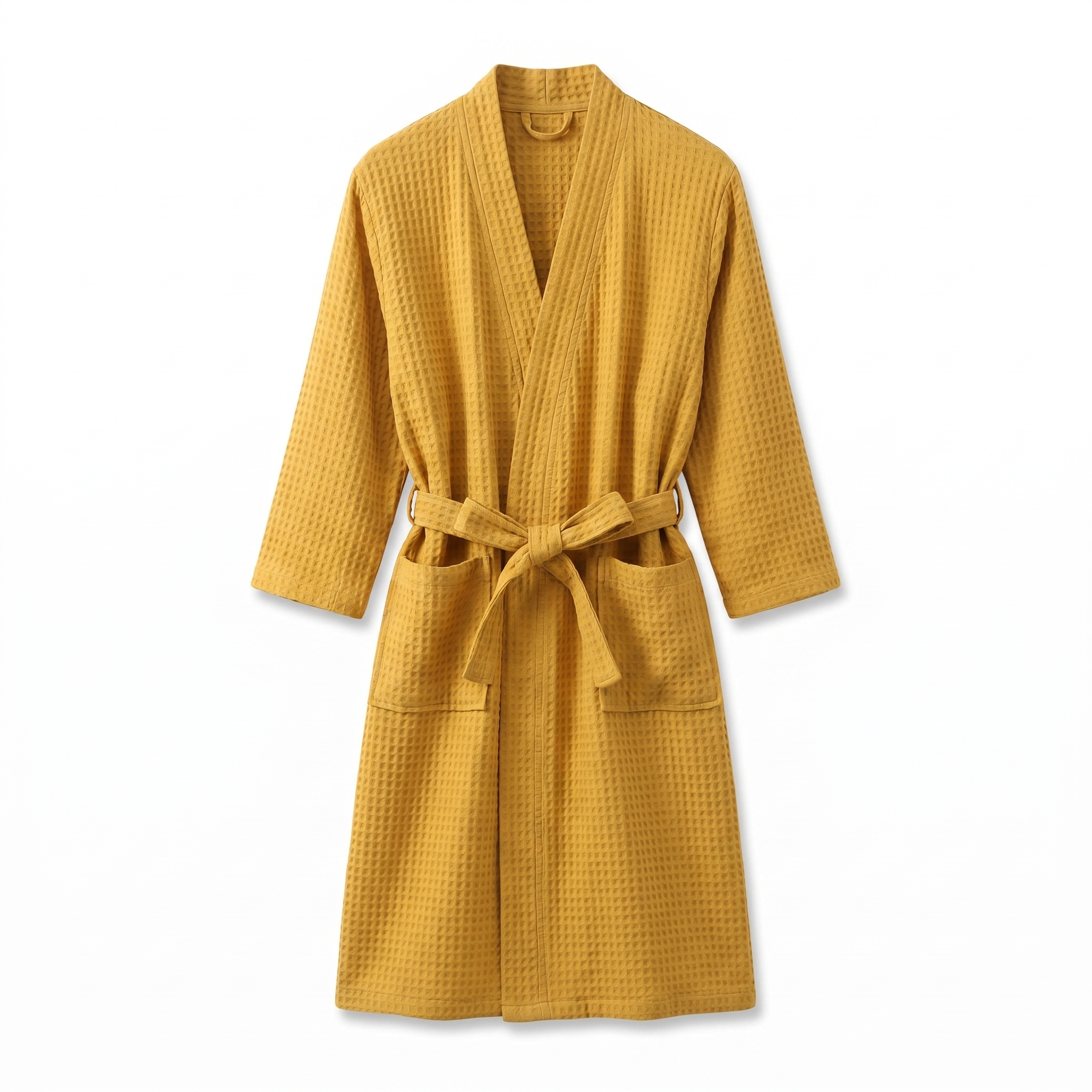 Brezza Waffle Cotton Robe in yellow