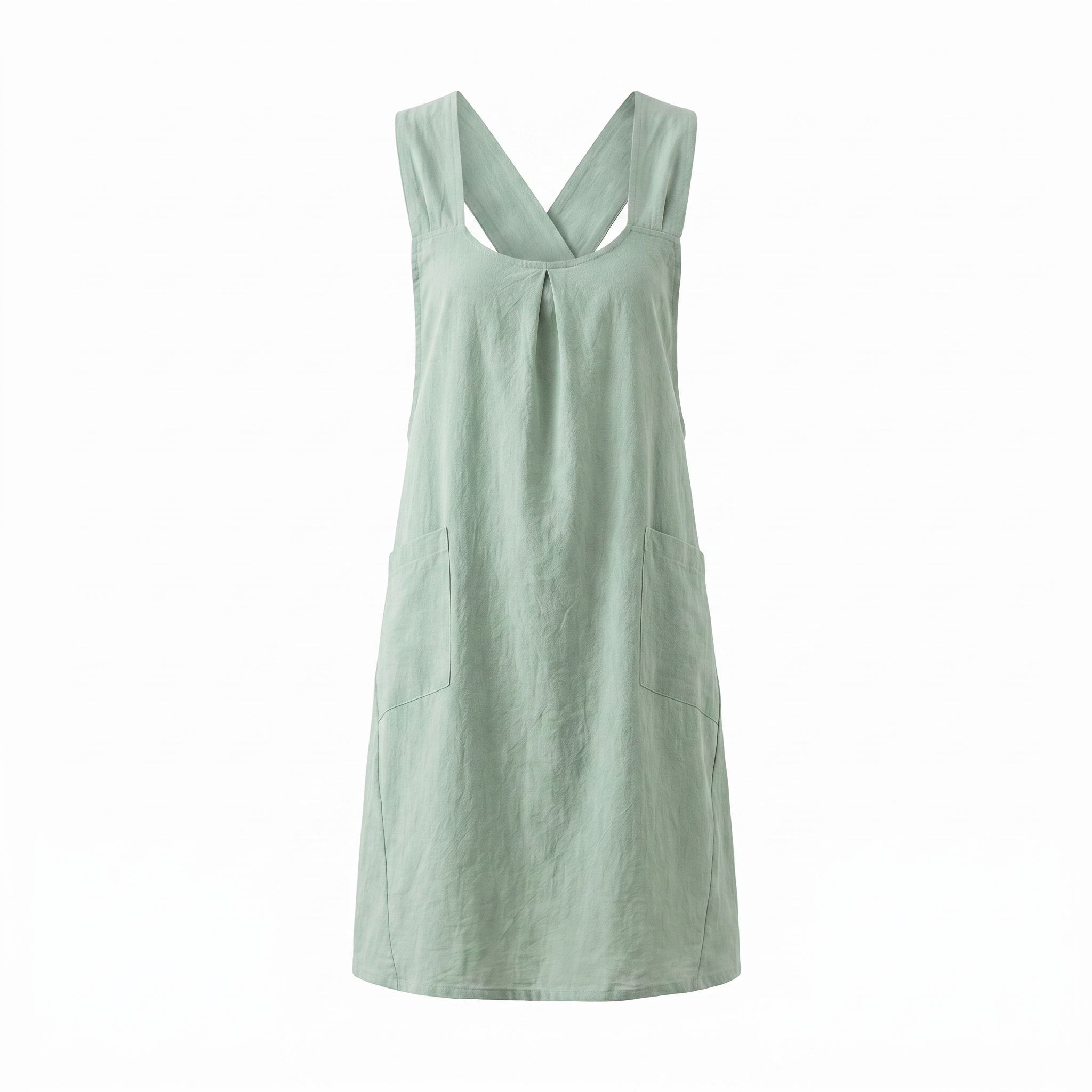 Salvia Cross-Back Apron Dress in mint green