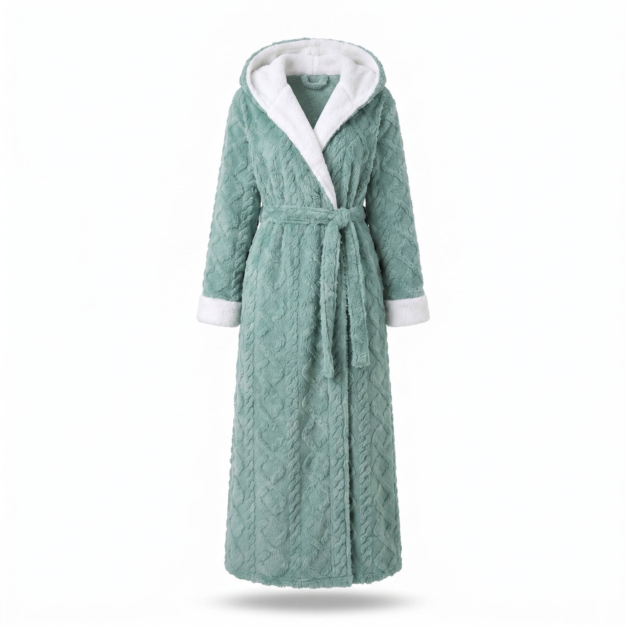 Nuvola Plush Hooded Robe in green