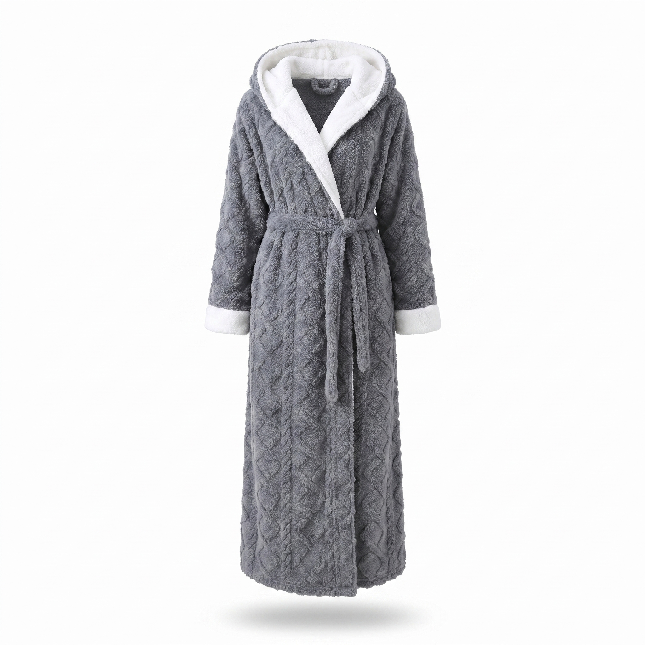 Nuvola Plush Hooded Robe in gray