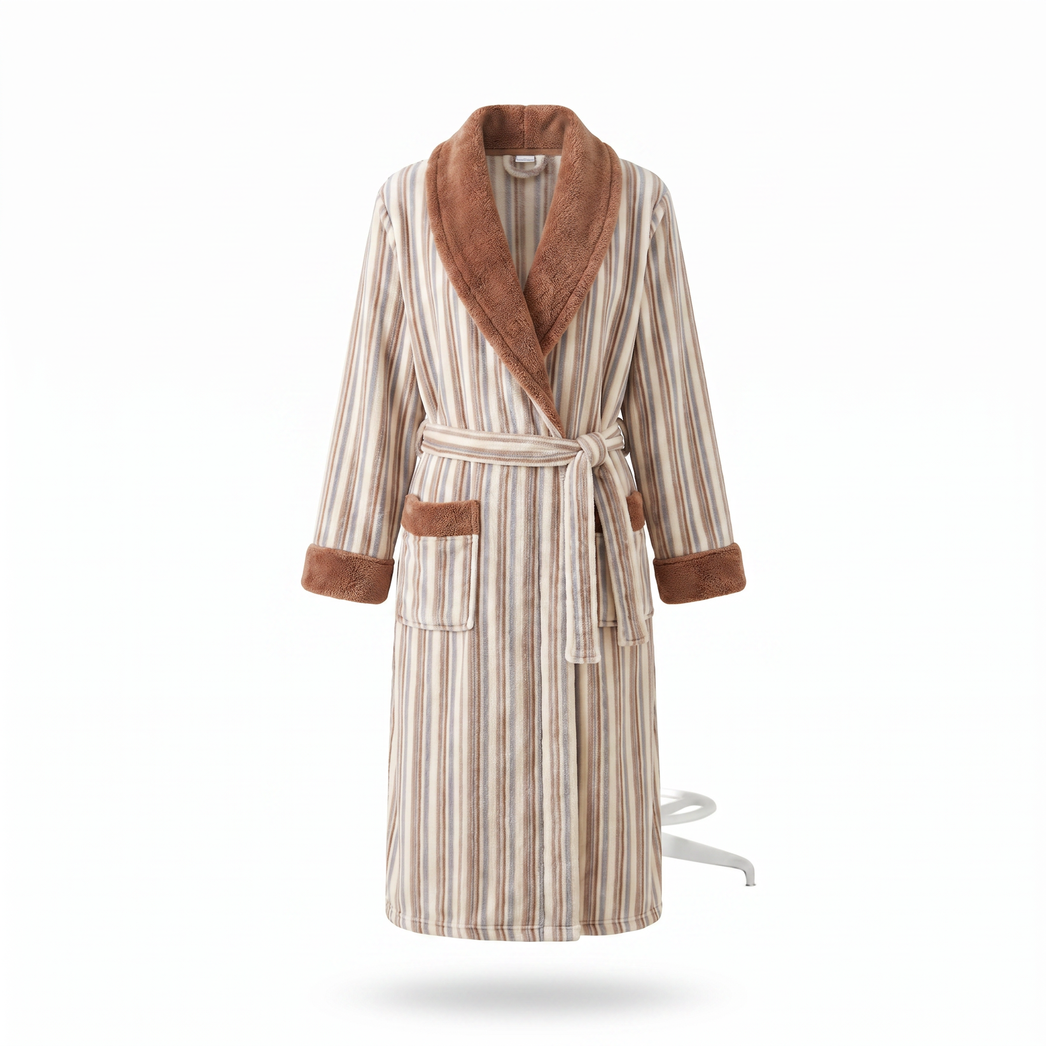 Soffice sherpa plush robe Blue Gray Stripes hero