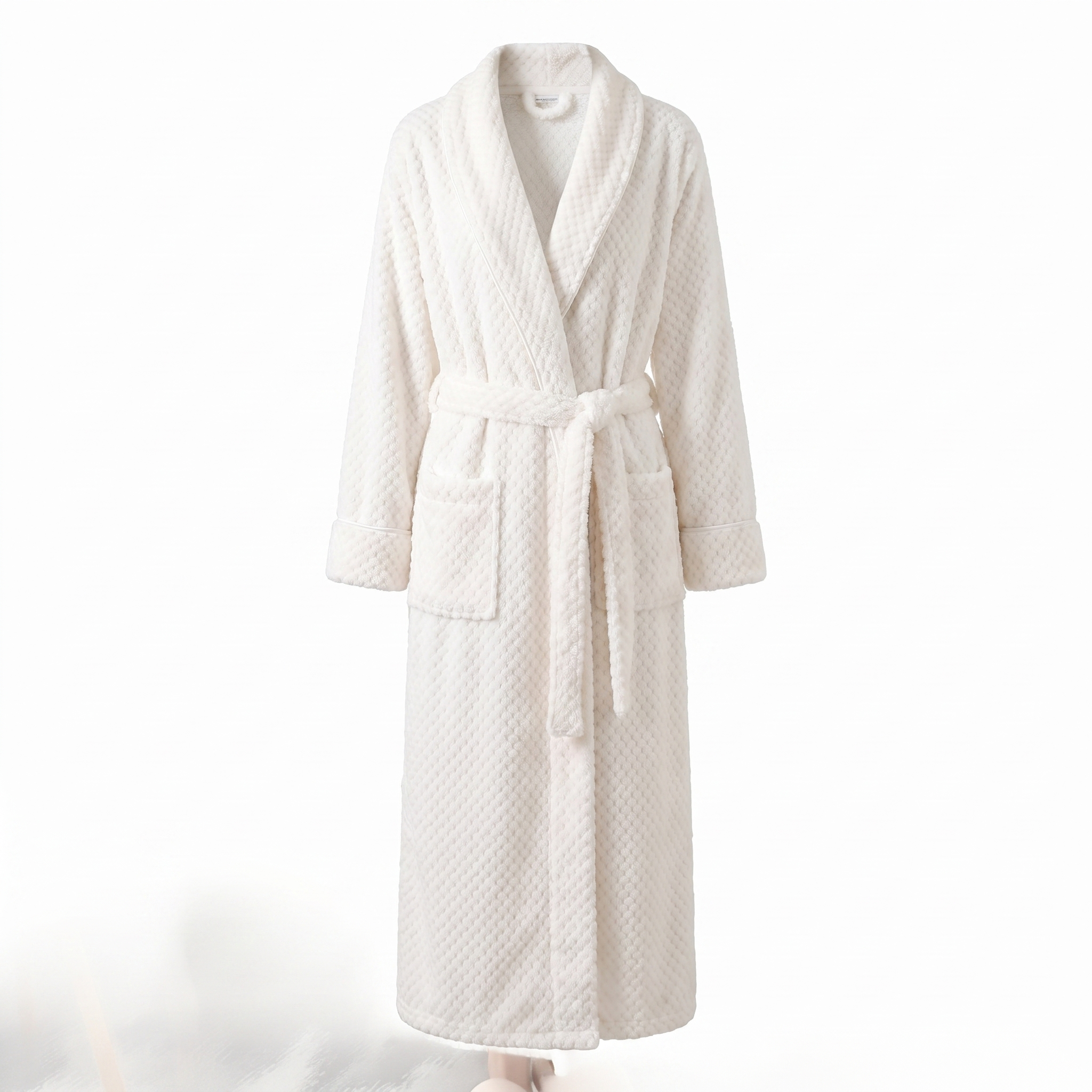Abbraccio long shawl fleece robe White hero