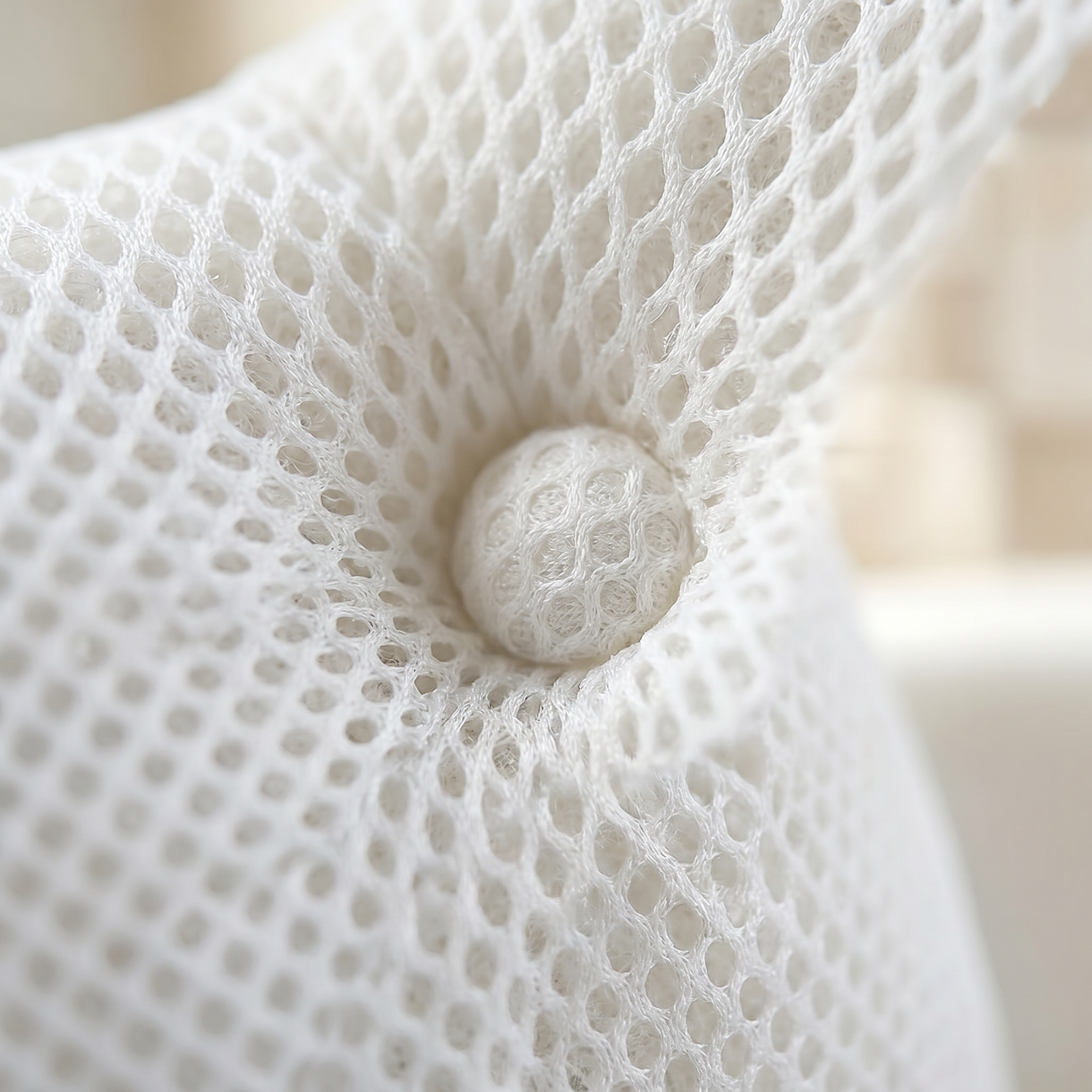 Close-up of the breathable 3D mesh fabric