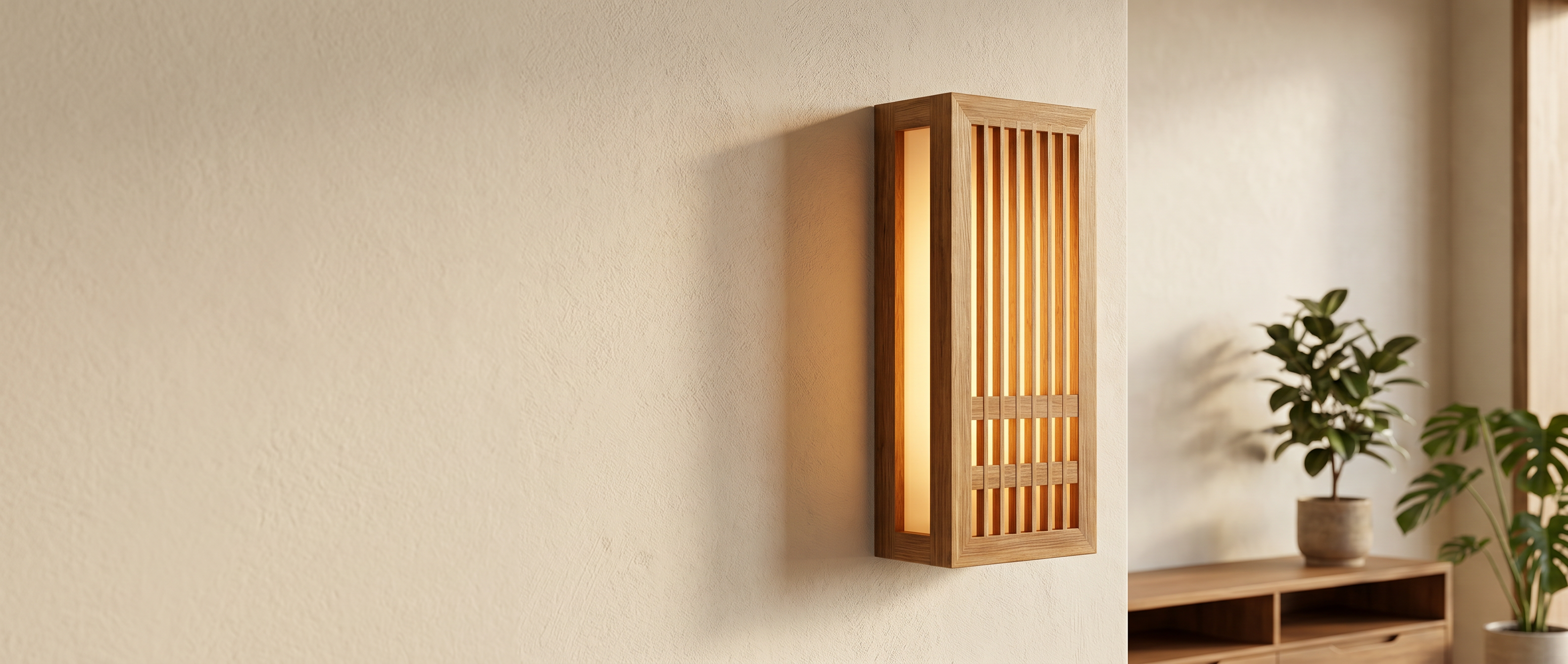 Luminara wood wall sconce banner