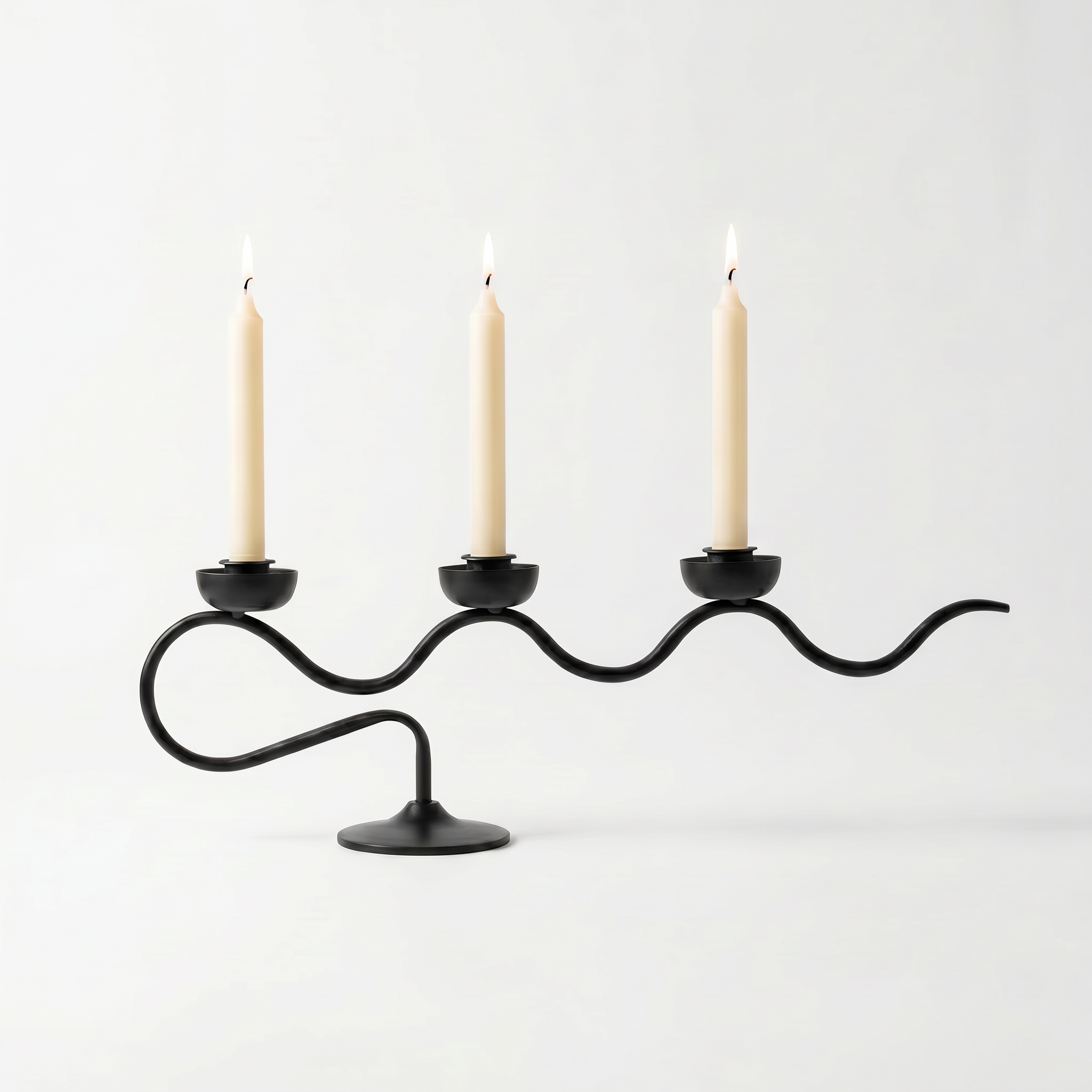 Ondina wave candelabra in Black Swirl, studio hero