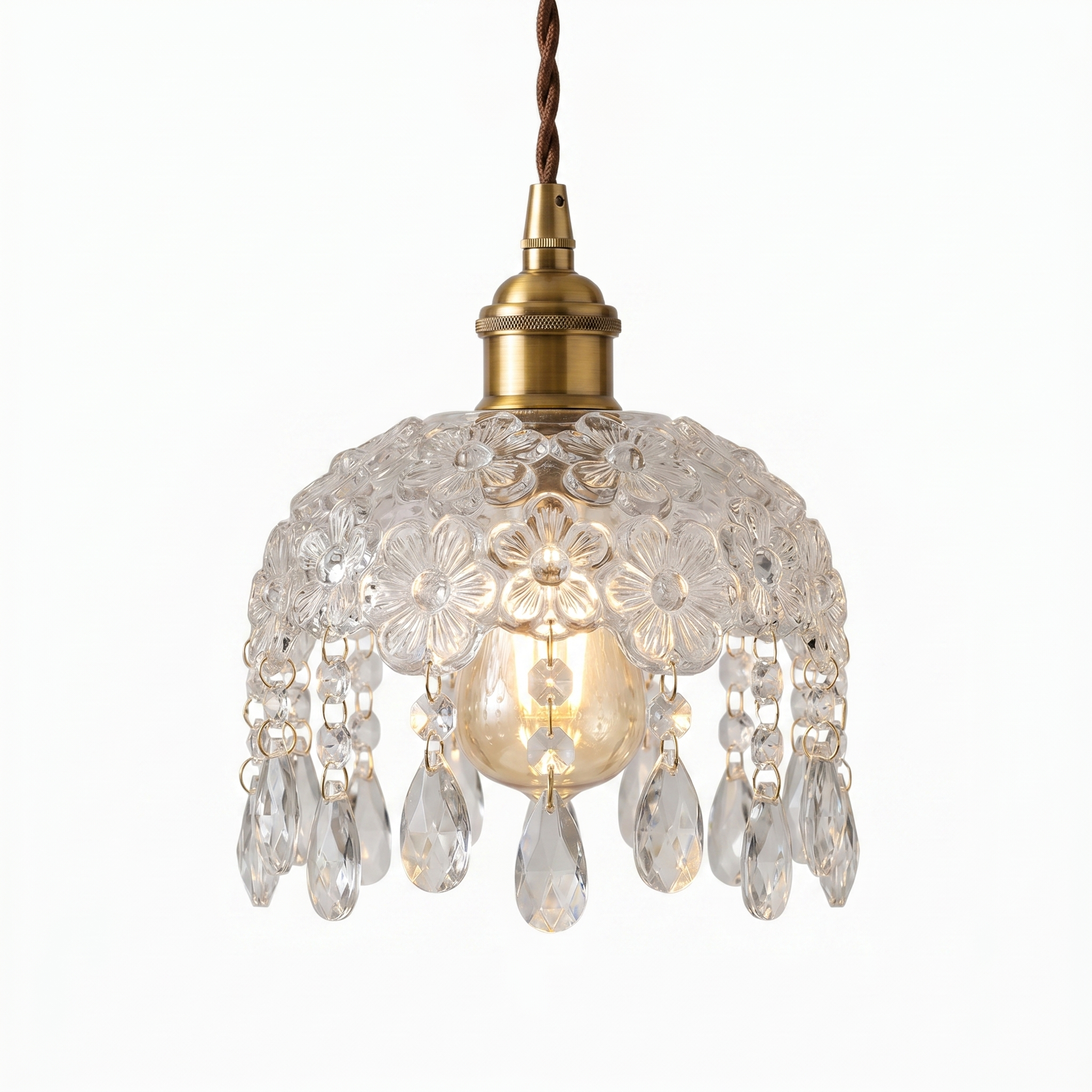 Fiorella floral crystal pendant, small, studio hero