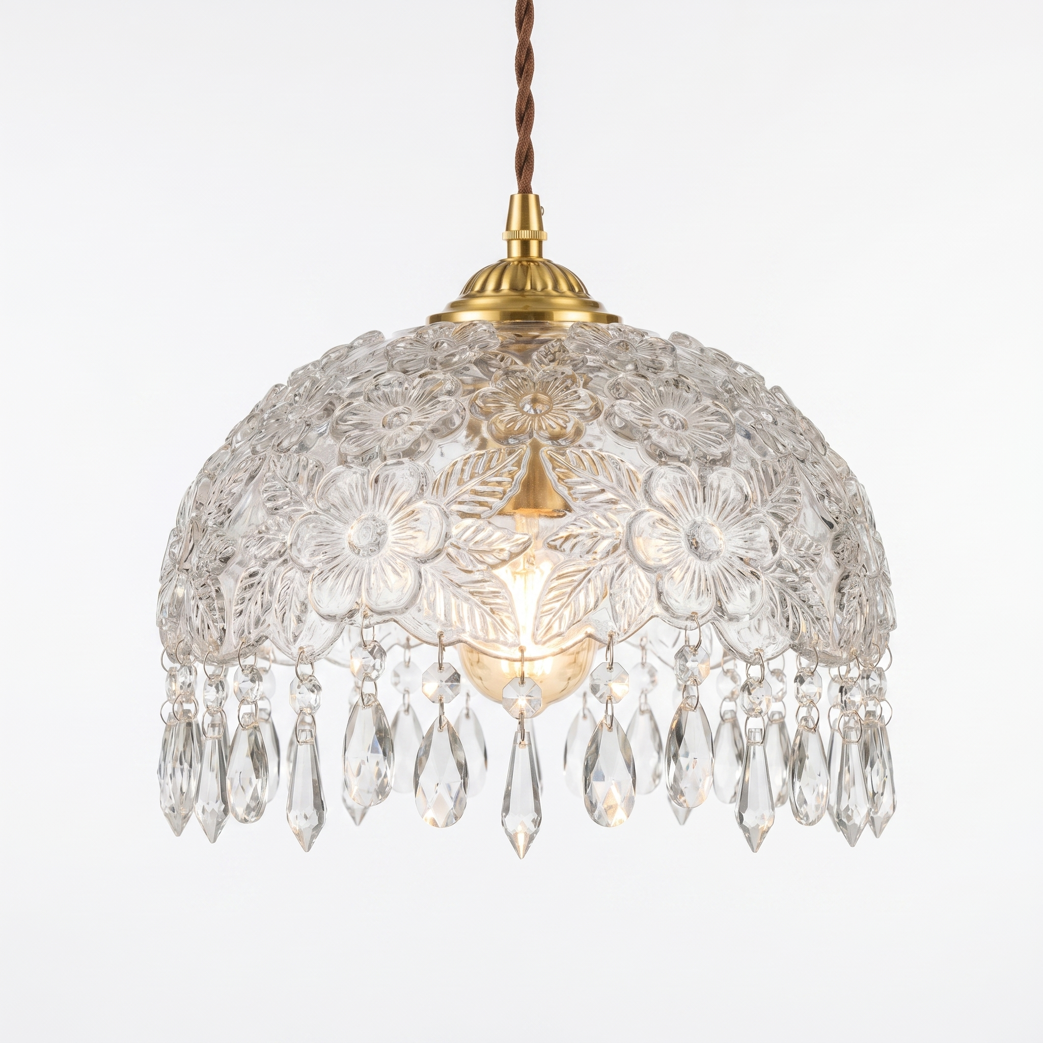 Fiorella floral crystal pendant, large, studio hero