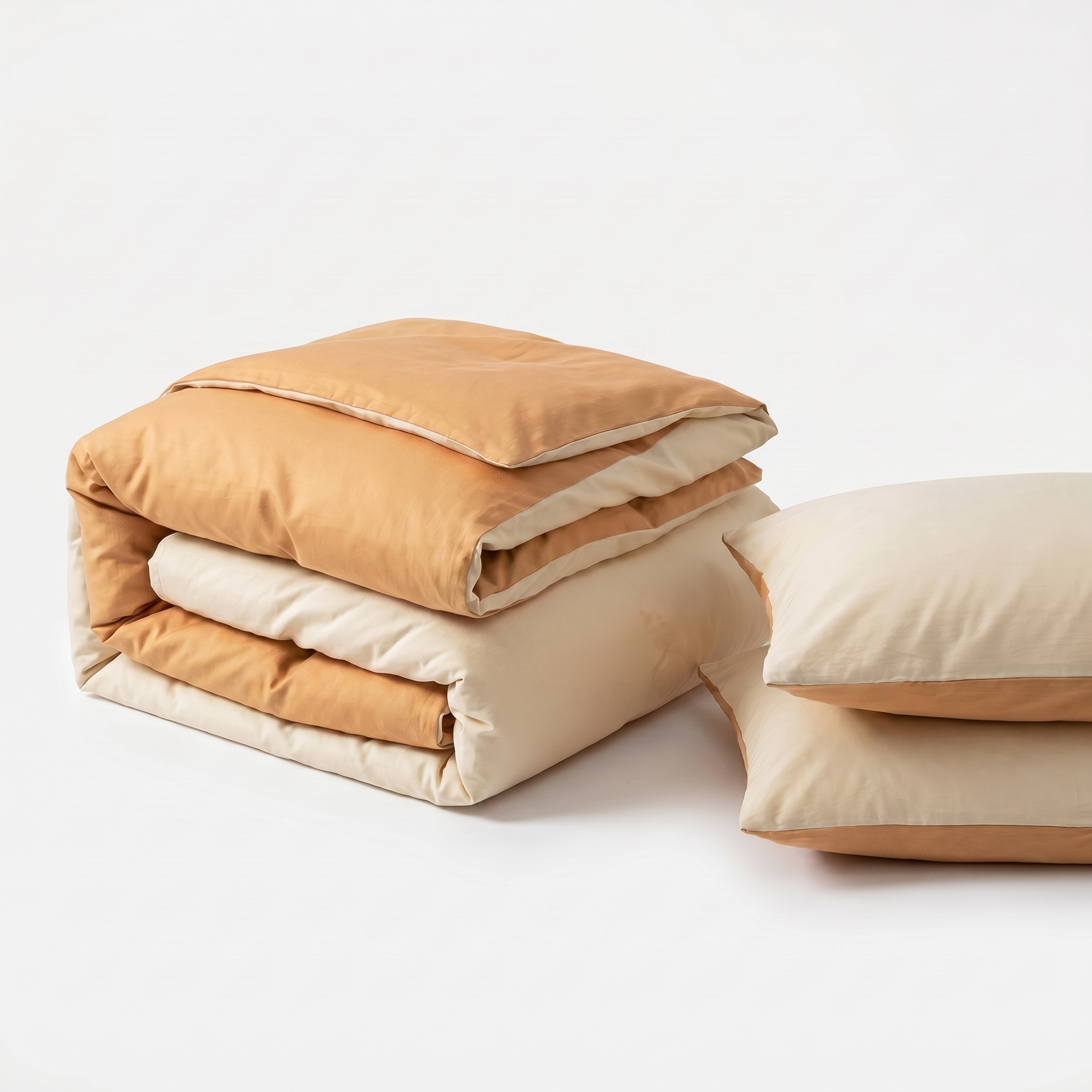 Nuvola Reversible Cotton Duvet Set Amber Blush folded